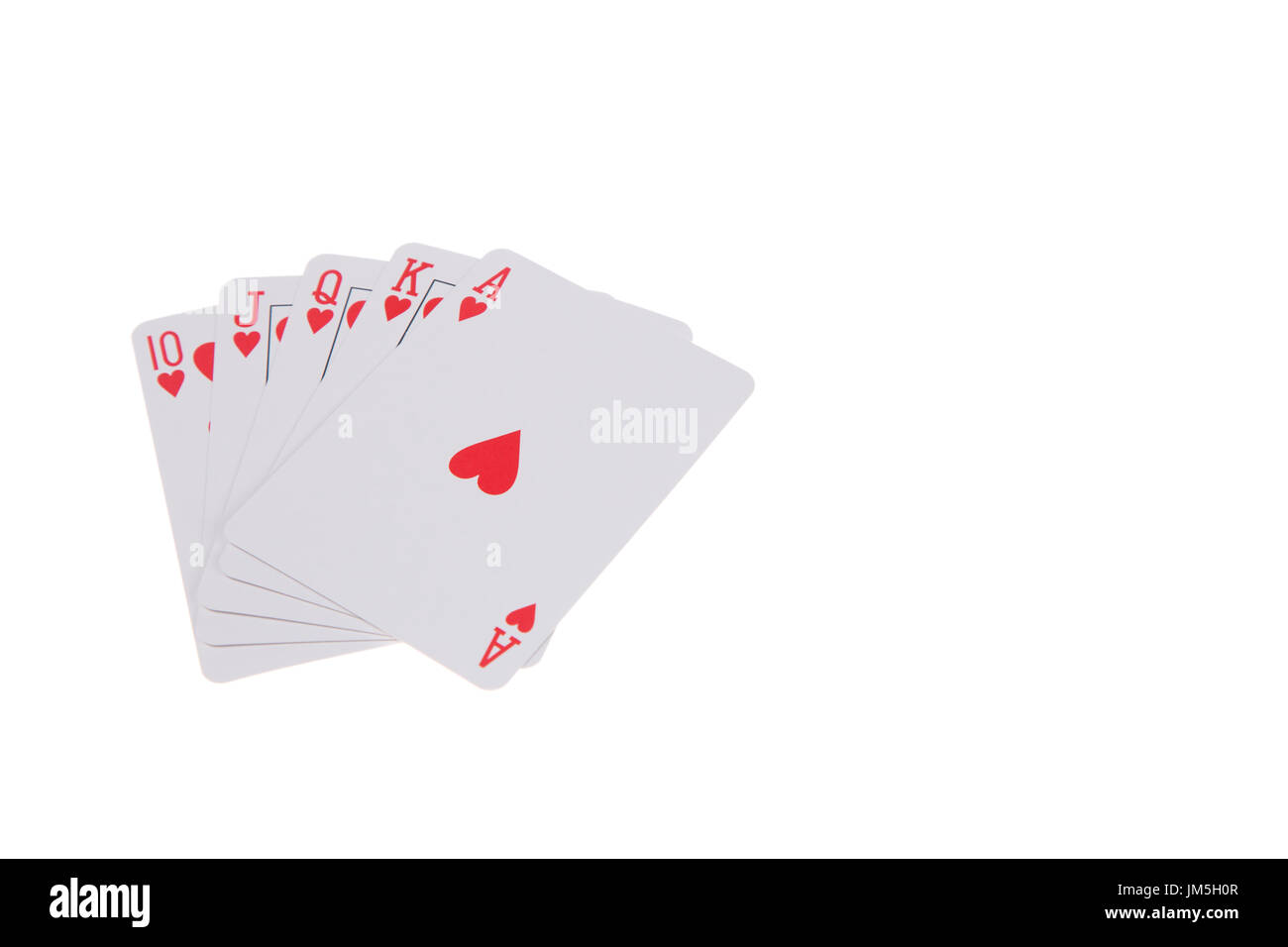 Royal Flush mano di poker su un backgroound bianco Foto Stock