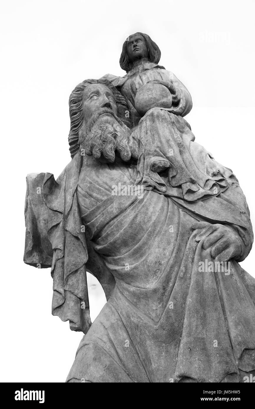 Norton Priory Museum & Gardens. Norton Priory xiv secolo statua medioevale di San Cristoforo. Foto Stock