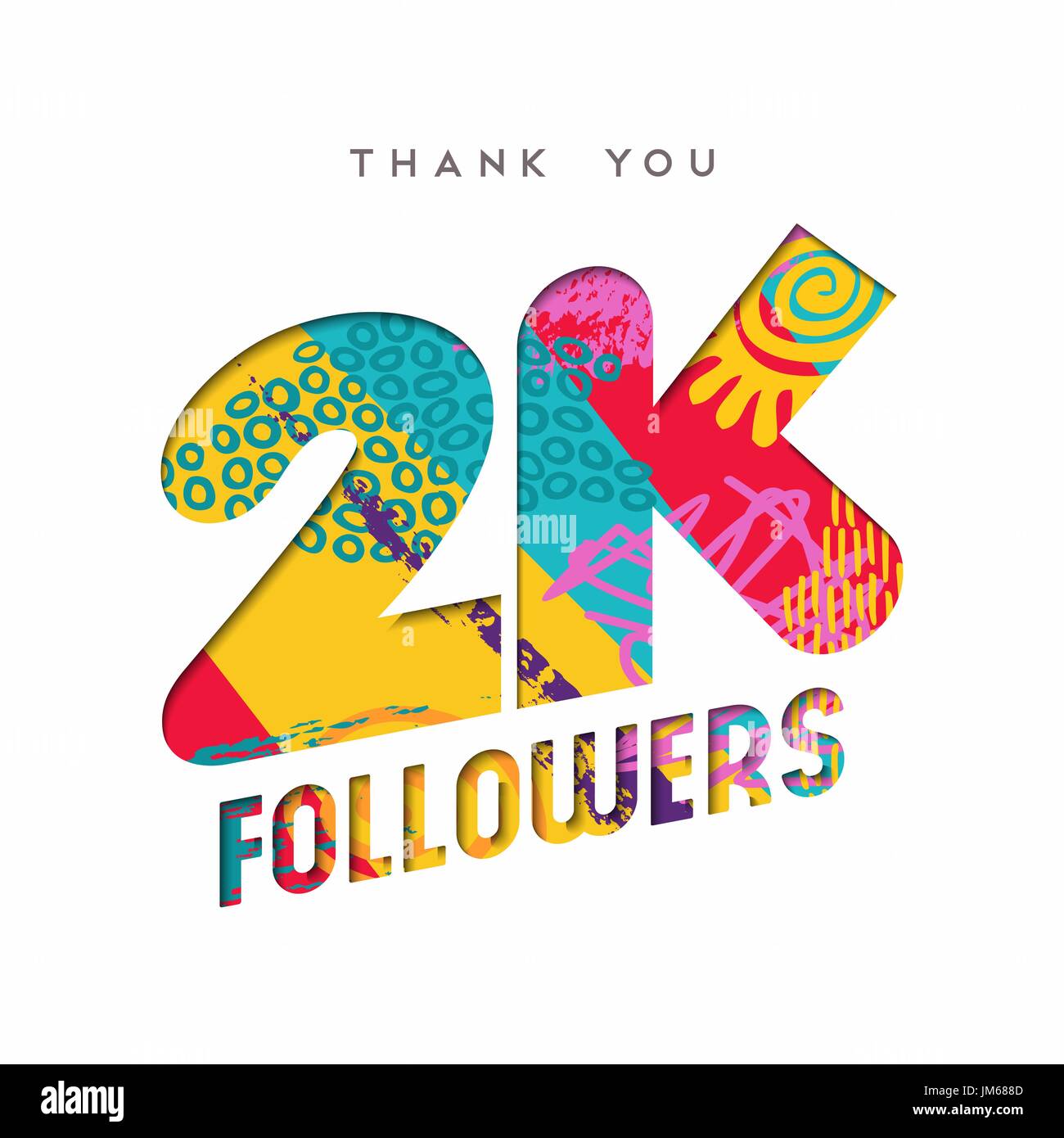 2000 seguaci grazie carta tagliata numero illustrazione. Special 2k utente celebrazione di obiettivo per due mila social media amici, ventole o abbonati. E Illustrazione Vettoriale