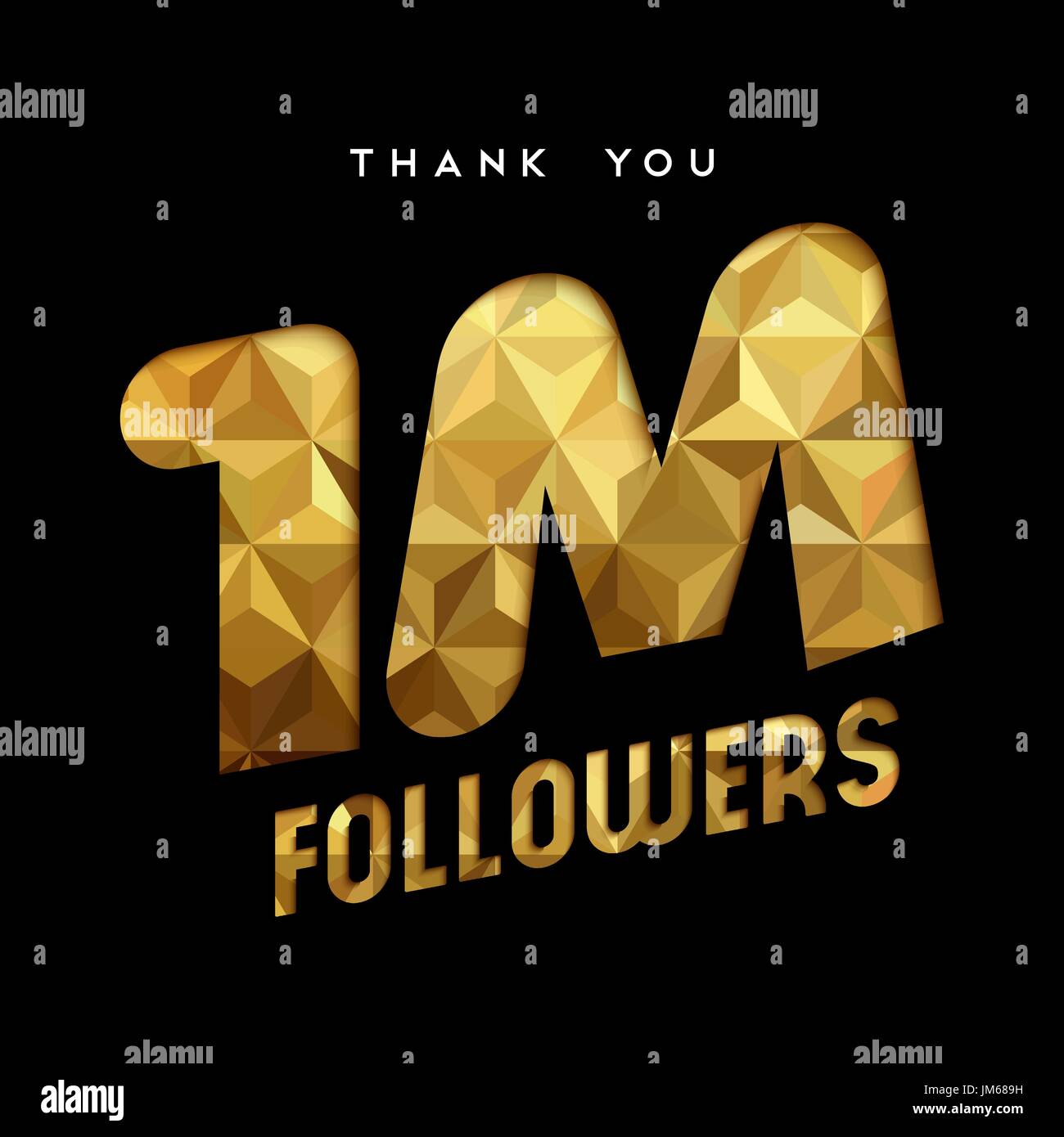 1 milioni di seguaci grazie carta oro numero di tagli illustrazione. Utente speciale celebrazione di obiettivo per 1000000 social media amici, ventole o abbonati. Illustrazione Vettoriale