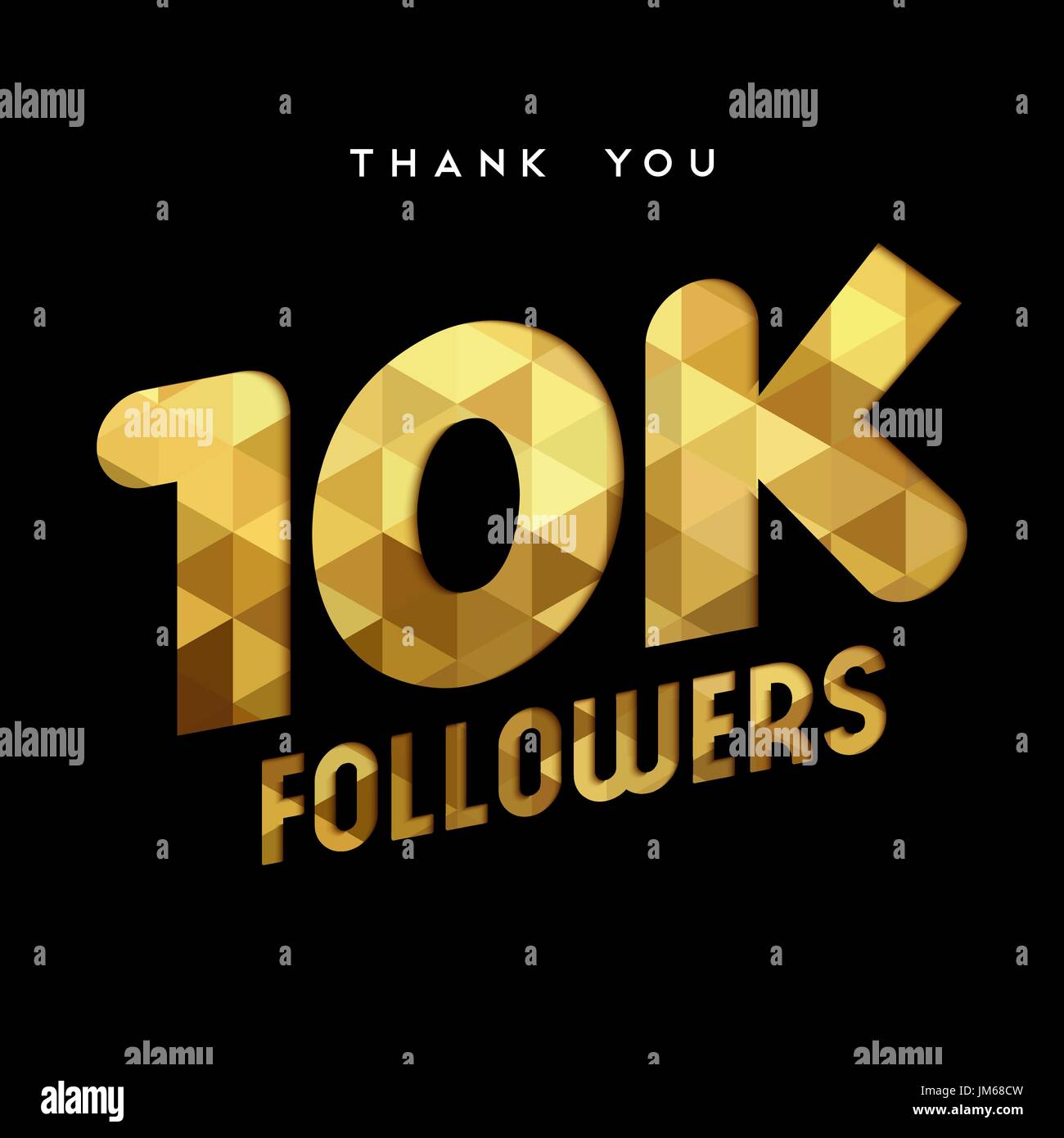 10000 seguaci grazie carta oro numero di tagli illustrazione. Special 10k utente celebrazione di obiettivo per dieci mila social media amici, ventilatori o subscri Illustrazione Vettoriale