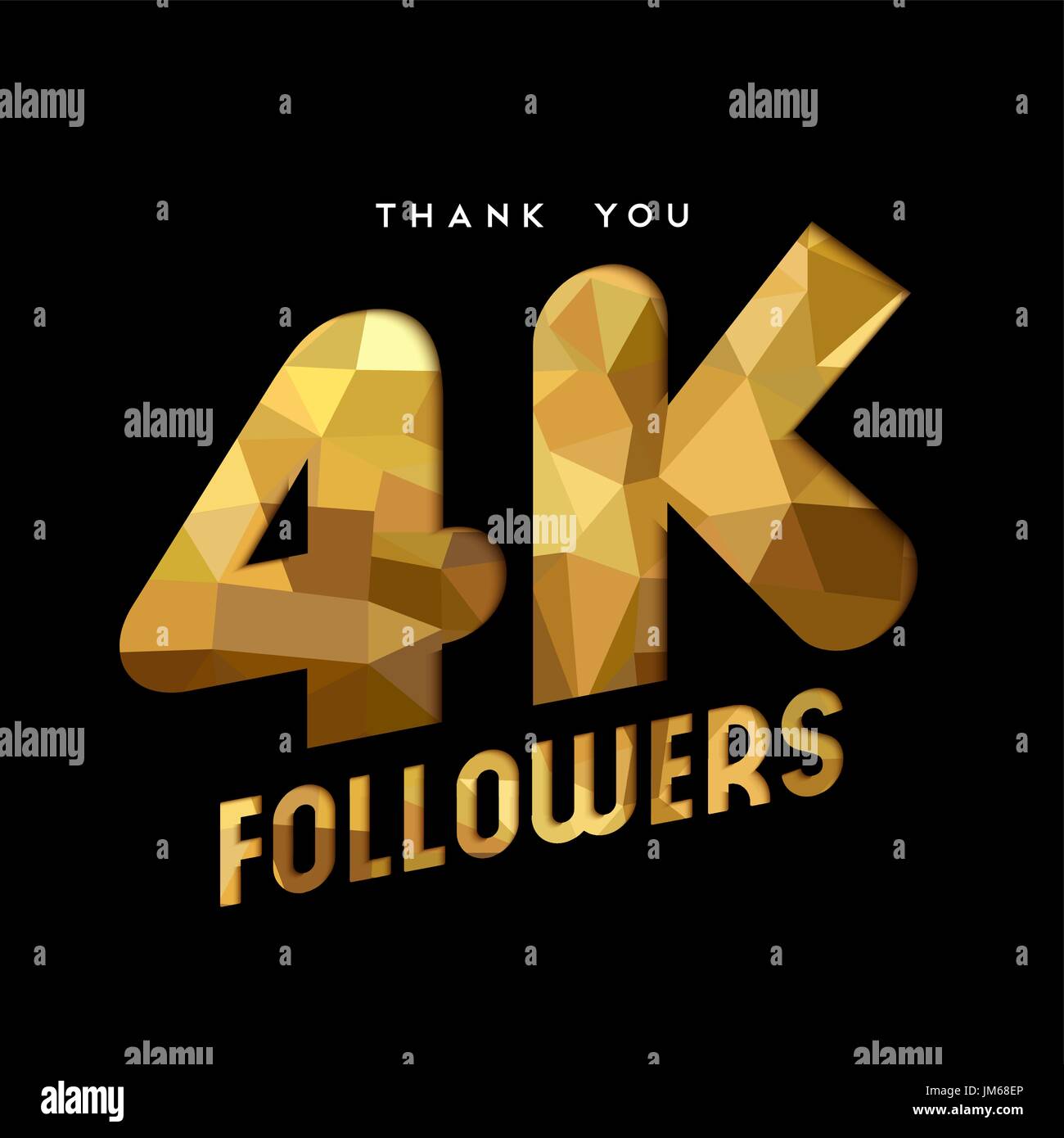 4000 seguaci grazie carta oro numero di tagli illustrazione. Speciale 4k utente celebrazione di obiettivo per quattro mila social media amici, ventilatori o subscrib Illustrazione Vettoriale