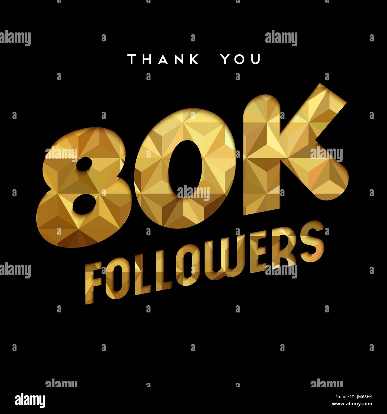 80000 seguaci grazie carta oro numero di tagli illustrazione. Special 80k utente celebrazione di obiettivo per ottanta mila social media amici, ventilatori o subs Illustrazione Vettoriale