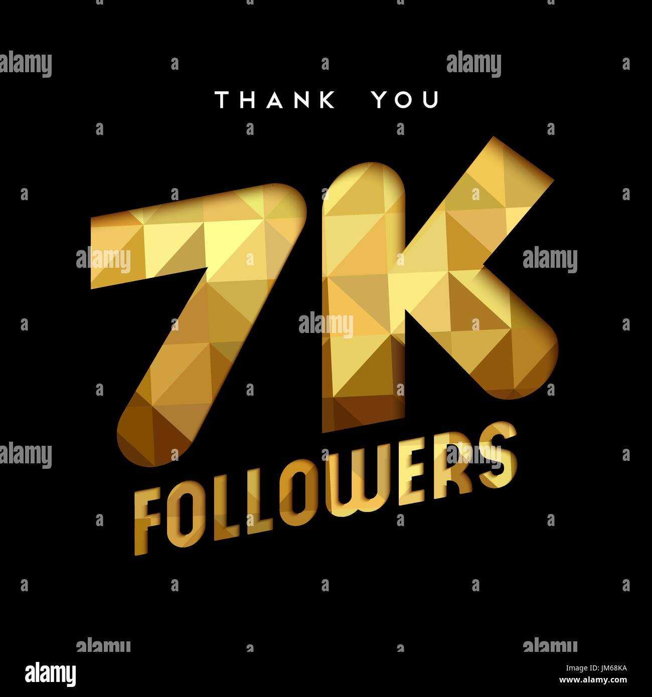 7000 seguaci grazie carta oro numero di tagli illustrazione. Special 7k obiettivo utente festa per sette mila social media amici, ventilatori o subscri Illustrazione Vettoriale