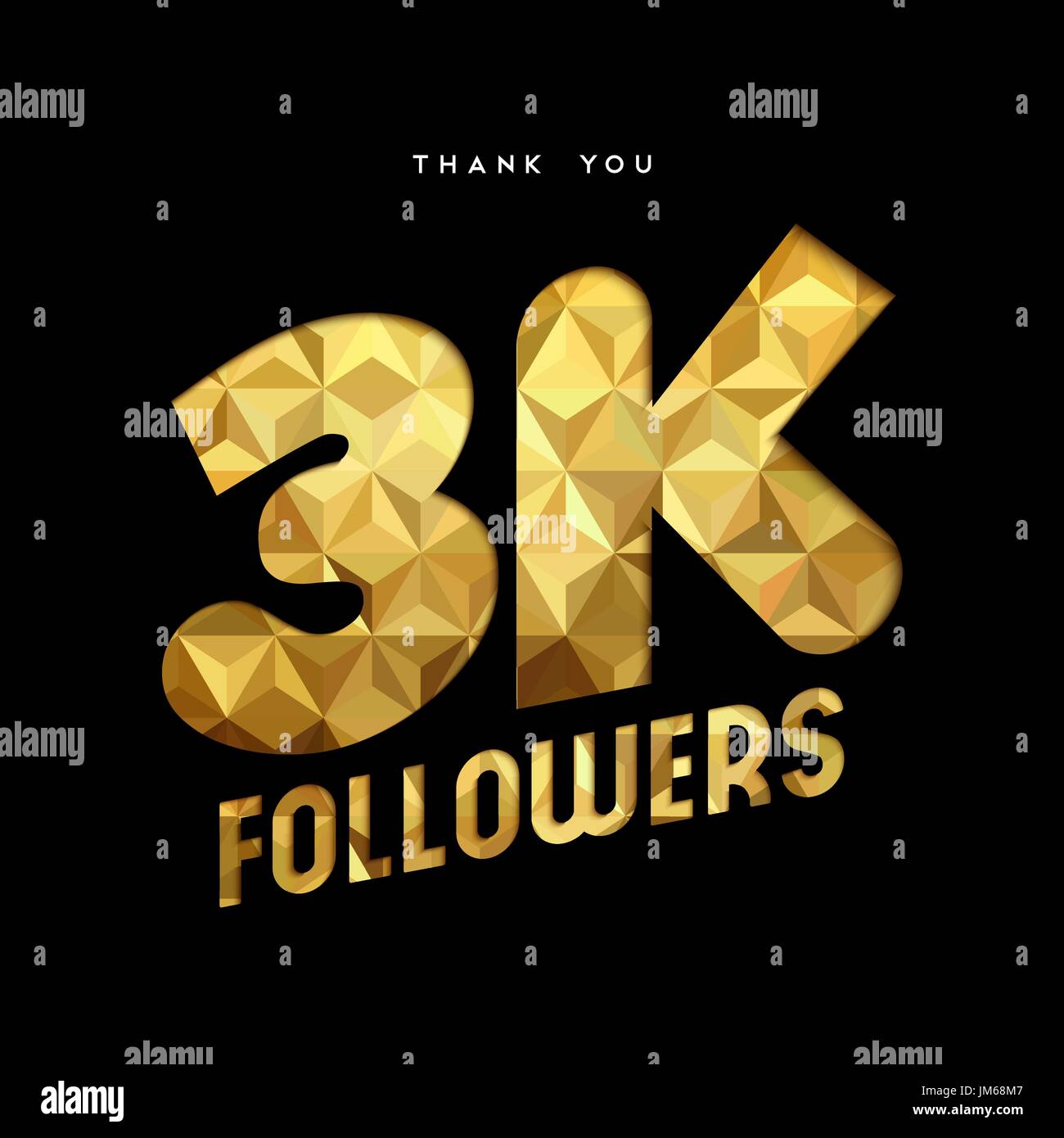3000 seguaci grazie carta oro numero di tagli illustrazione. Speciale 3k utente celebrazione di obiettivo per tre mila social media amici, ventilatori o subscri Illustrazione Vettoriale