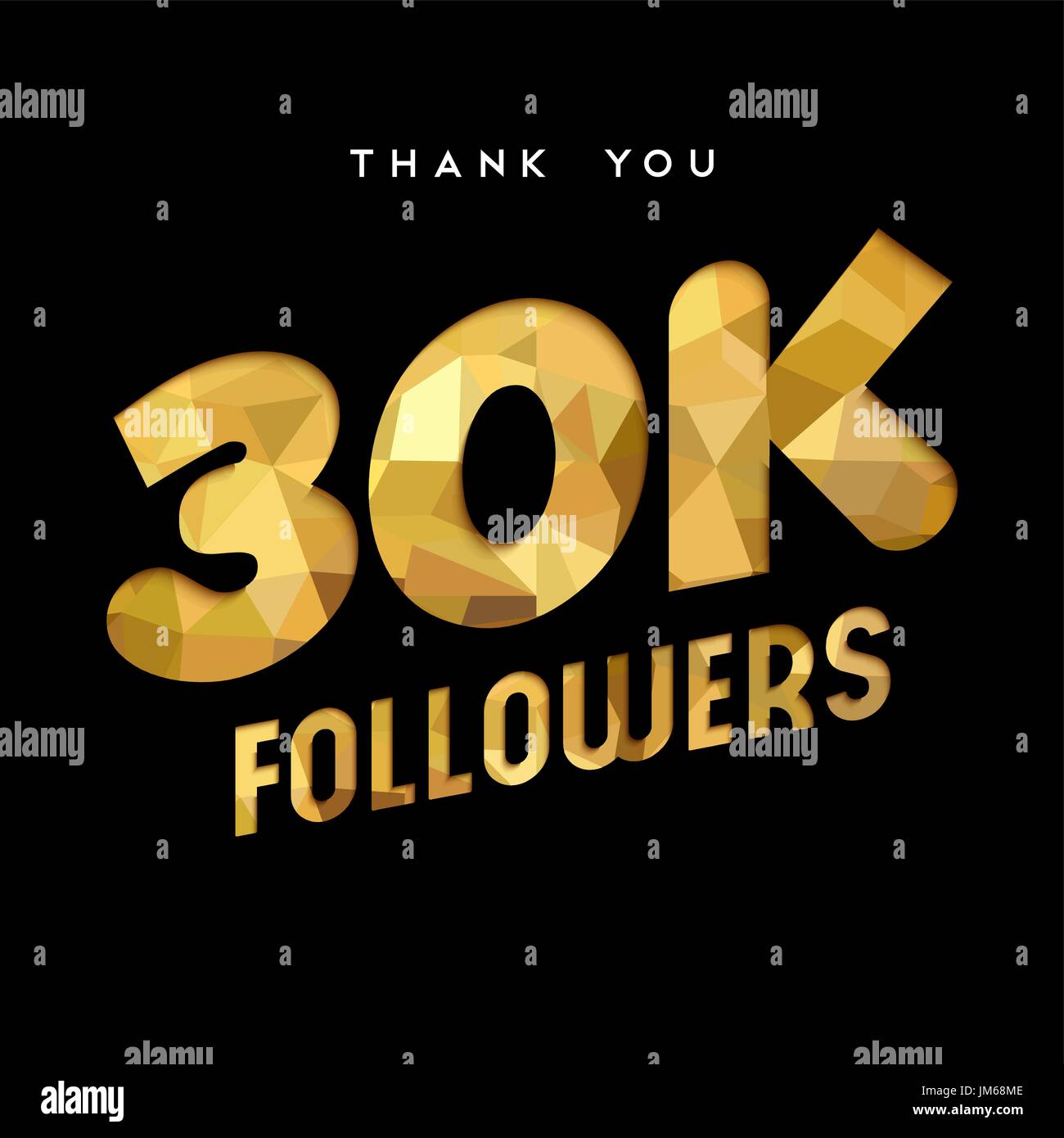 30000 seguaci grazie carta oro numero di tagli illustrazione. Special 30k utente celebrazione di obiettivo per trenta mila social media amici, ventilatori o subs Illustrazione Vettoriale