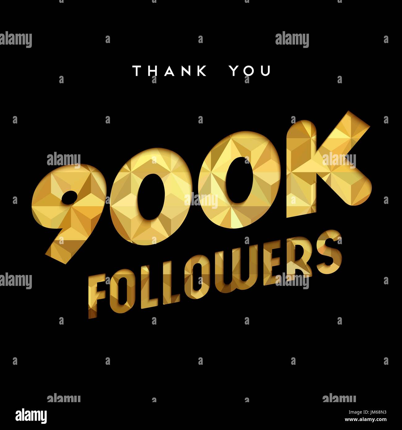 900000 seguaci grazie carta oro numero di tagli illustrazione. Offerte 900k utente celebrazione di obiettivo per nove centinaia di migliaia di social media amici, ventole Illustrazione Vettoriale