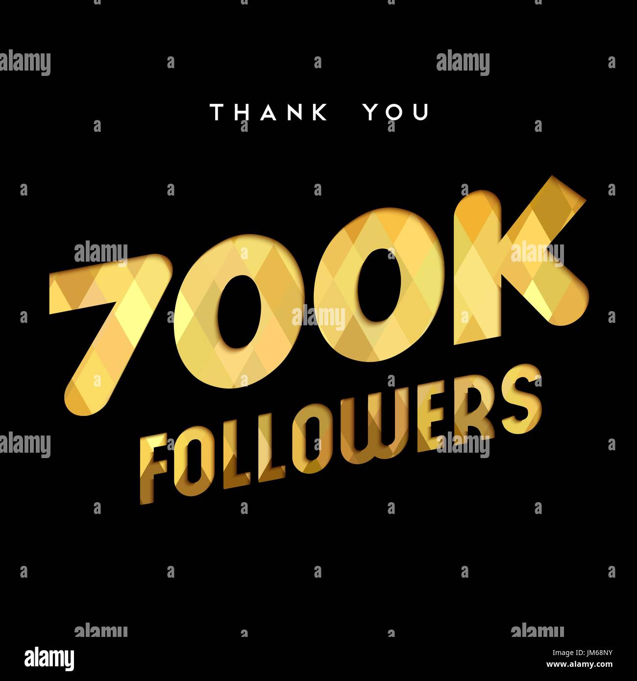 700000 seguaci grazie carta oro numero di tagli illustrazione. Offerte 700k utente celebrazione di obiettivo per sette centinaia di migliaia di social media amici, ventola Illustrazione Vettoriale