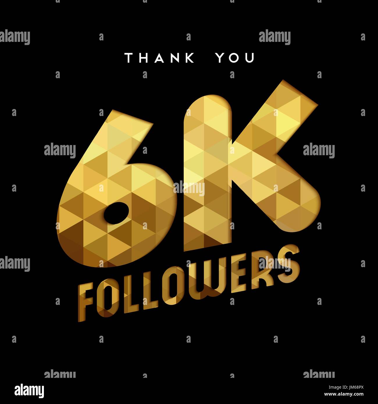 6000 seguaci grazie carta oro numero di tagli illustrazione. Special 6k utente celebrazione di obiettivo per sei mila social media amici, ventilatori o iscriviti Illustrazione Vettoriale