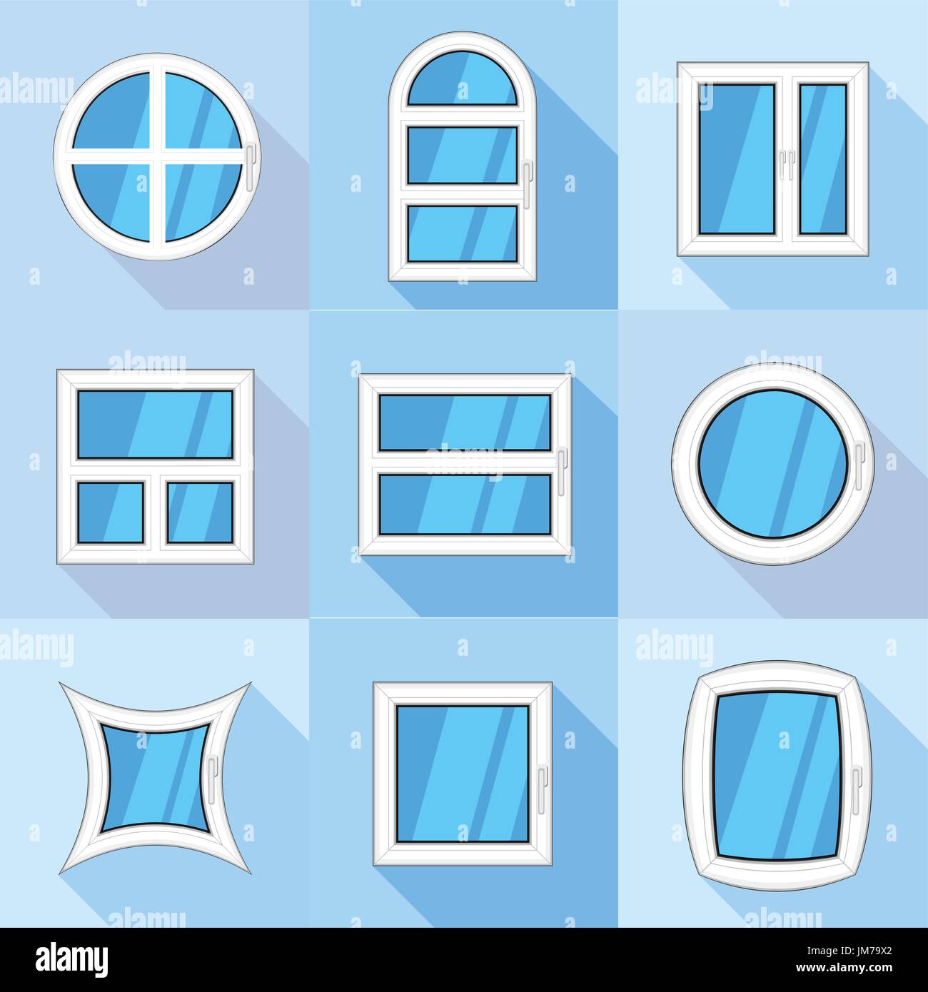 Windows diversi set di icone di stile di Piana Illustrazione Vettoriale