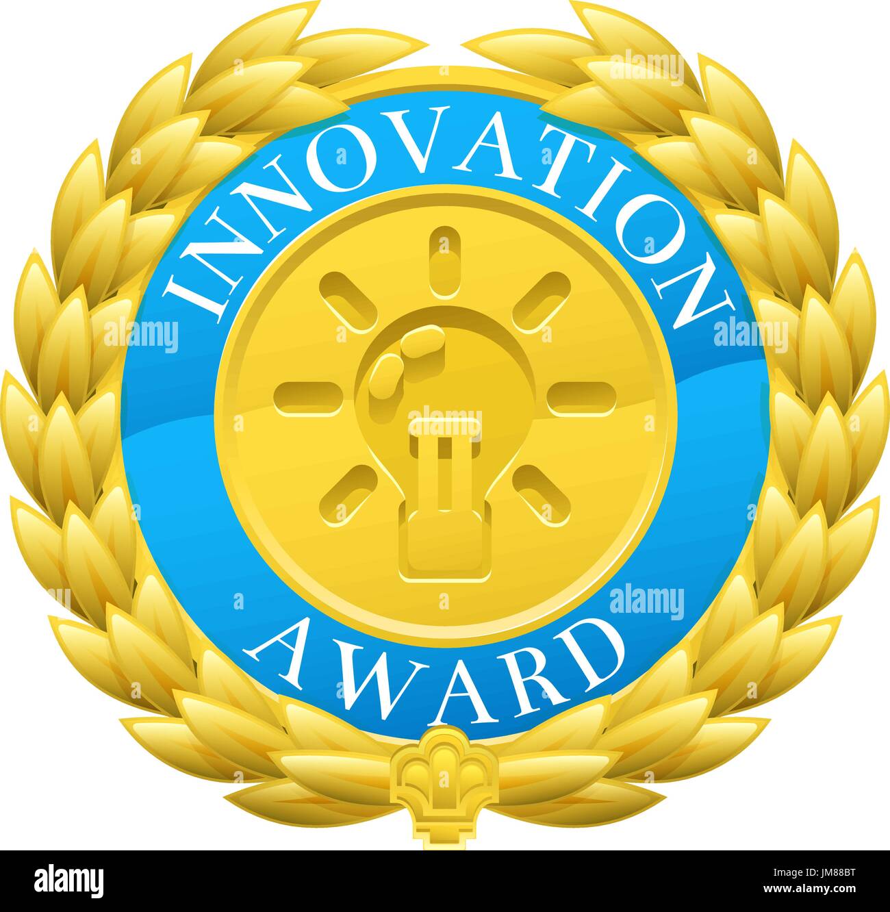 Oro innovazione vincitore Alloro medaglia Illustrazione Vettoriale