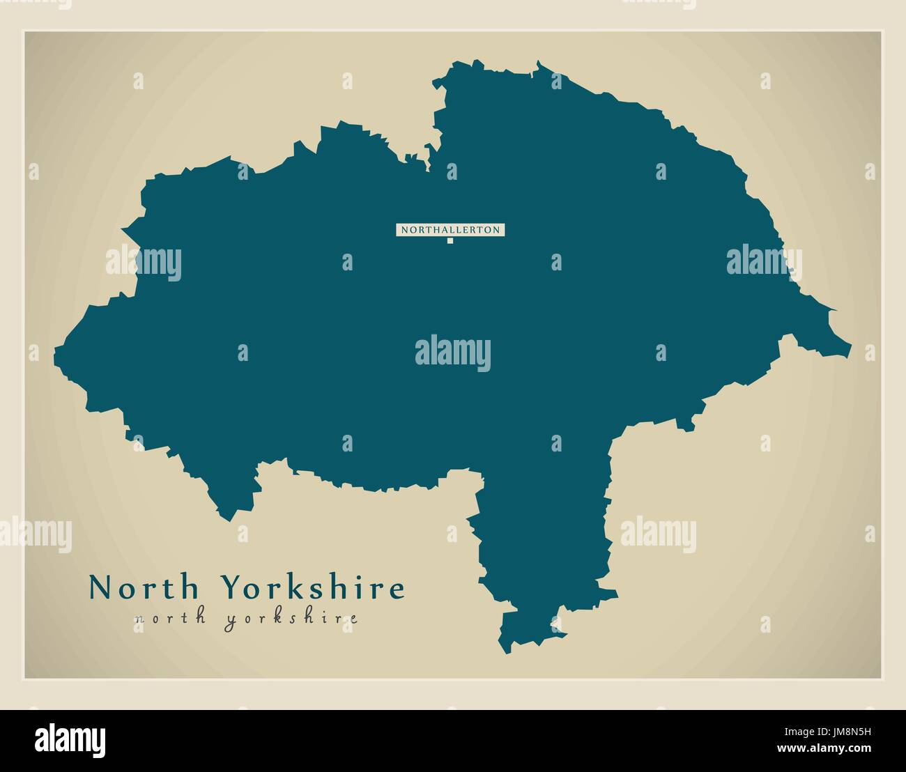 Mappa moderno - North Yorkshire County Inghilterra illustrazione del Regno Unito Illustrazione Vettoriale