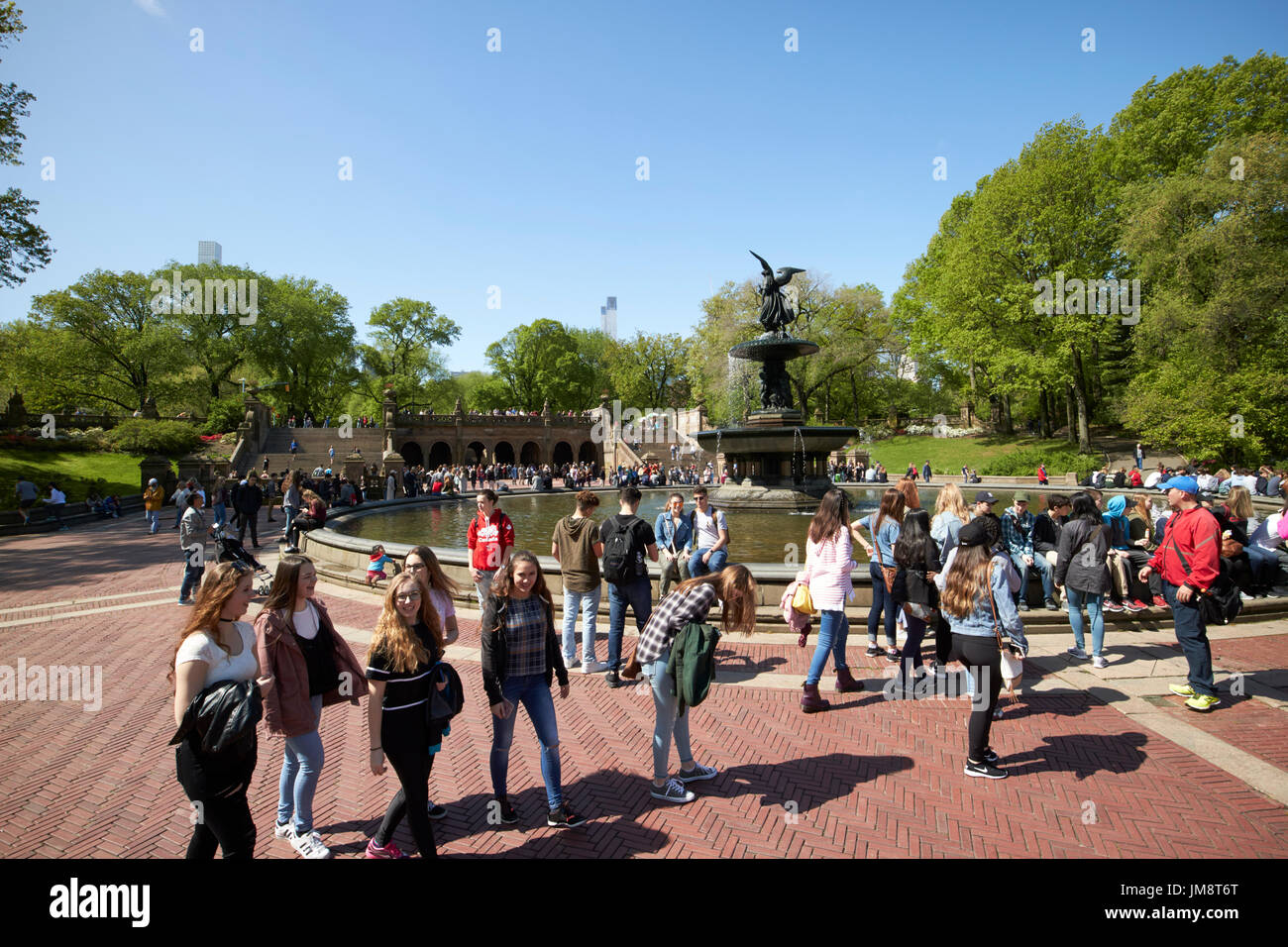 Angelo di acque fontana Bethesda terrace central Park di New York City STATI UNITI D'AMERICA Foto Stock