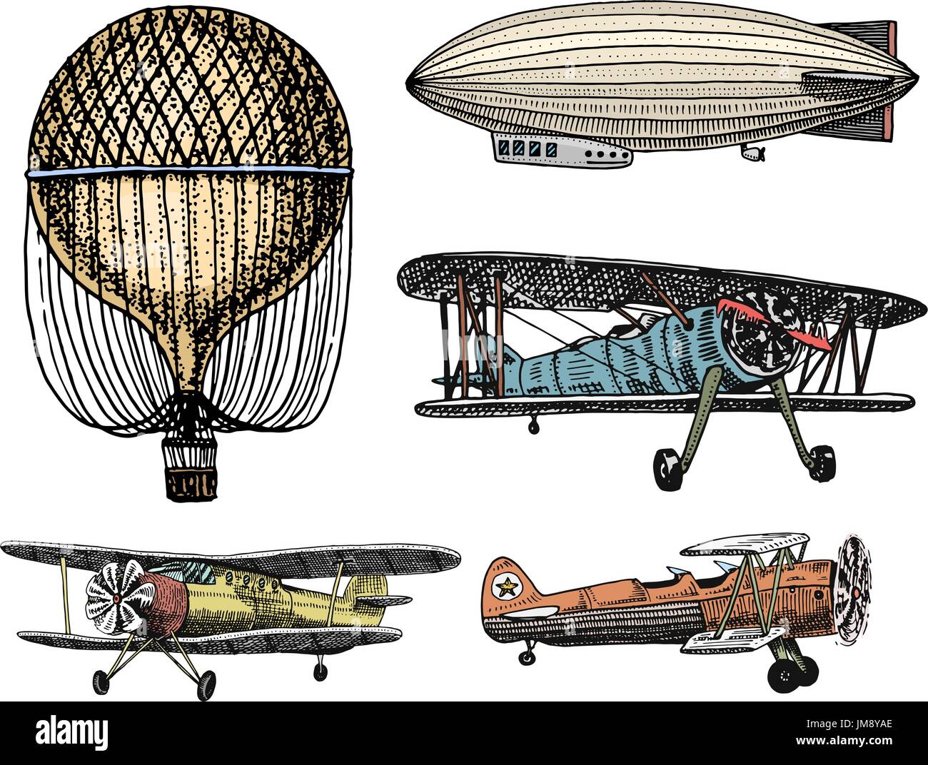 Auto, moto, carrozza trainata da cavalli, locomotiva. incisi disegnati a mano in vecchio stile sketch, vintage trasporto di passeggeri. Illustrazione Vettoriale