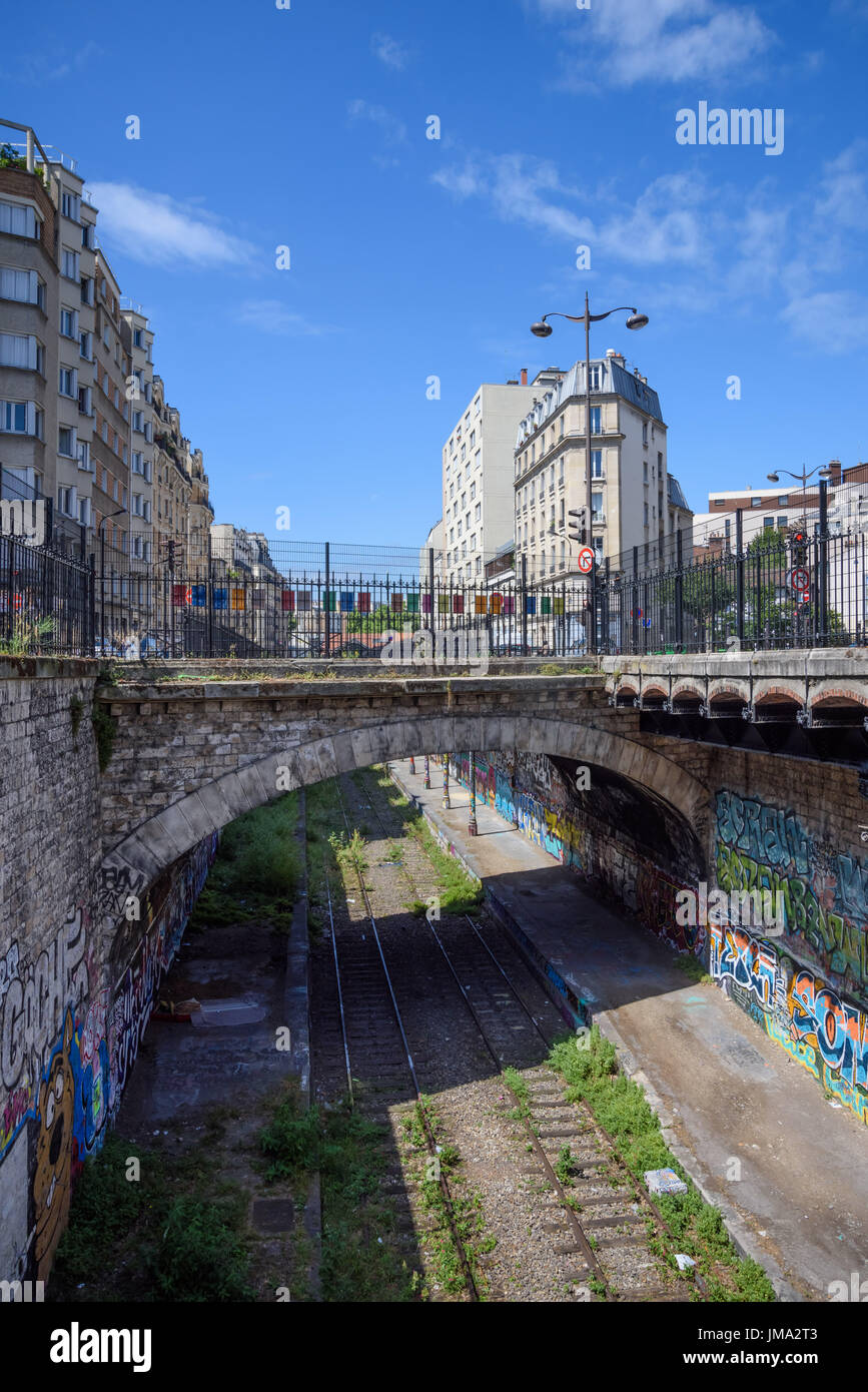 Parigi, Petite Ceinture, Gare de Saint Ouen Foto Stock