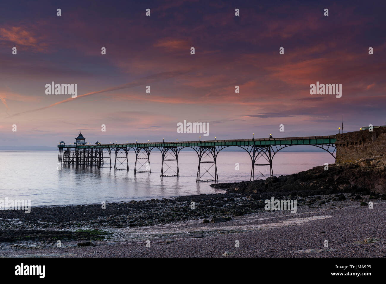 Grado 1 elencati molo vittoriano, Clevedon, North Somerset, Regno Unito Foto Stock