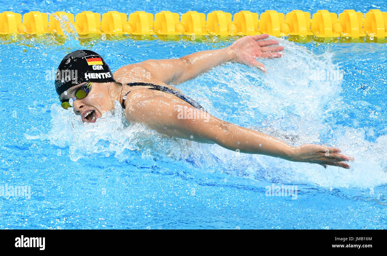 Budapest, Ungheria. 27 Luglio, 2017. Franziska Hentke di Germania in donne 200m Butterfly finale al Campionati del Mondo di nuoto FINA 2017 a Budapest, Ungheria, 27 luglio 2017. Foto: Jens Büttner/dpa-Zentralbild/dpa/Alamy Live News Foto Stock