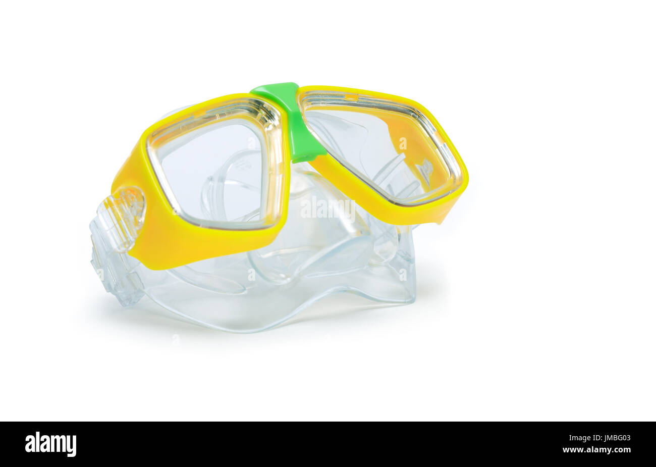 Moderno di colore giallo occhiali scuba isolato su sfondo bianco con tracciato di ritaglio Foto Stock