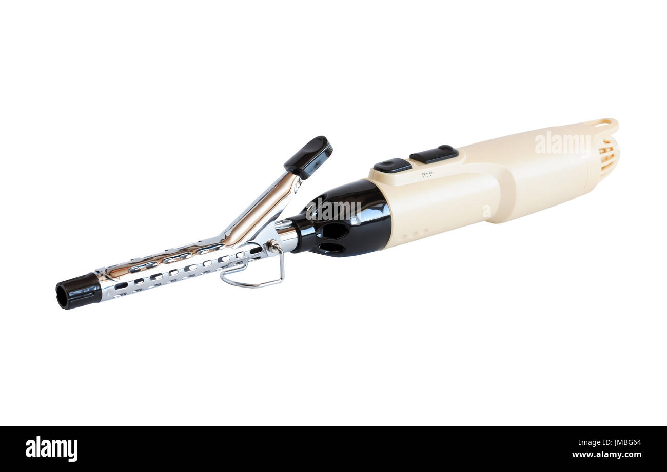 Curling moderno pinze isolate su sfondo bianco con tracciato di ritaglio Foto Stock