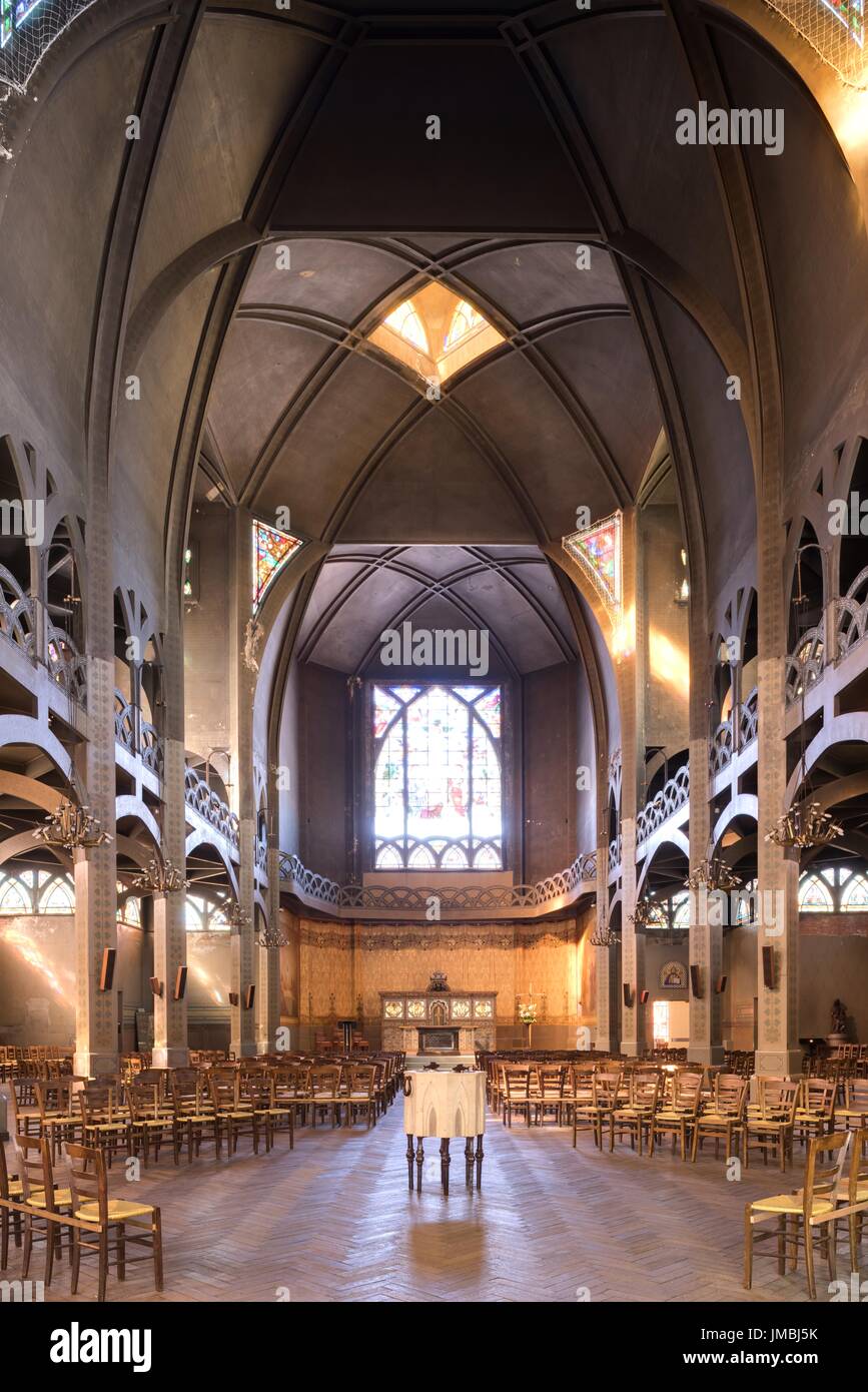 Parigi, Pfarrkirche Saint-Jean de Montmartre, 19 rue des Abbesses, Architekt Anatole de Baudot Foto Stock