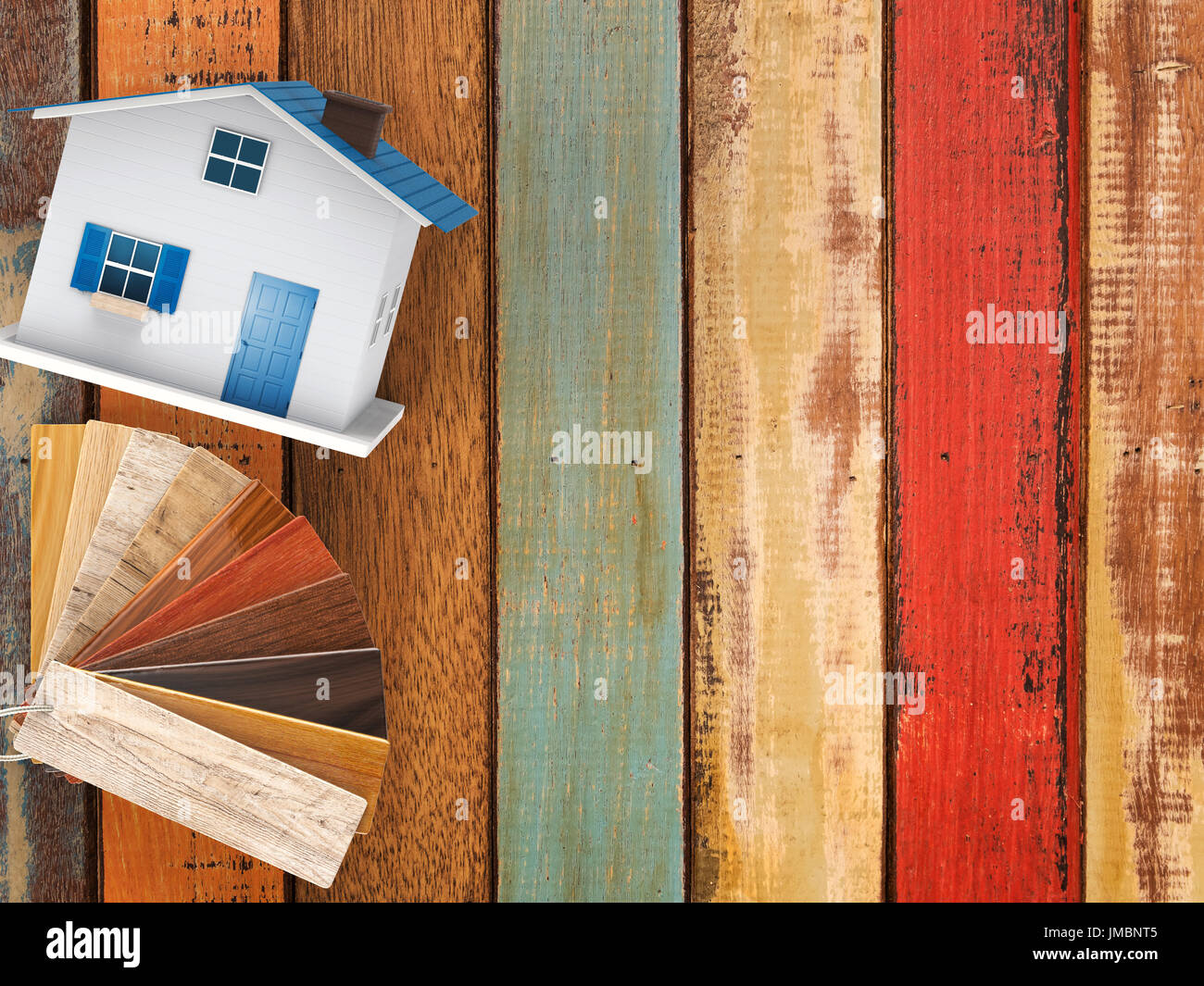 Color legno guida con mock up house per la decorazione della casa Foto Stock