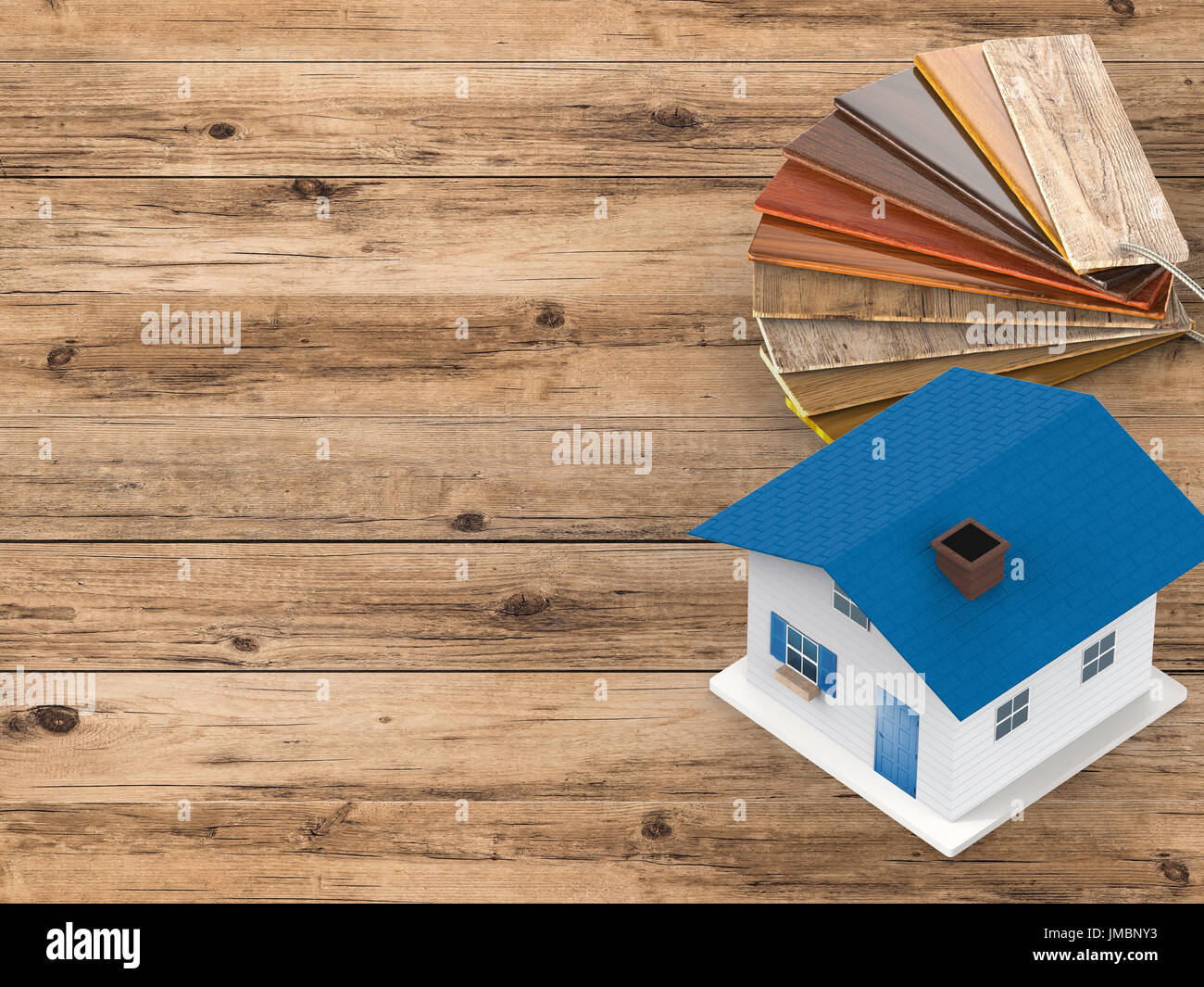 Color legno guida con mock up house per la decorazione della casa Foto Stock
