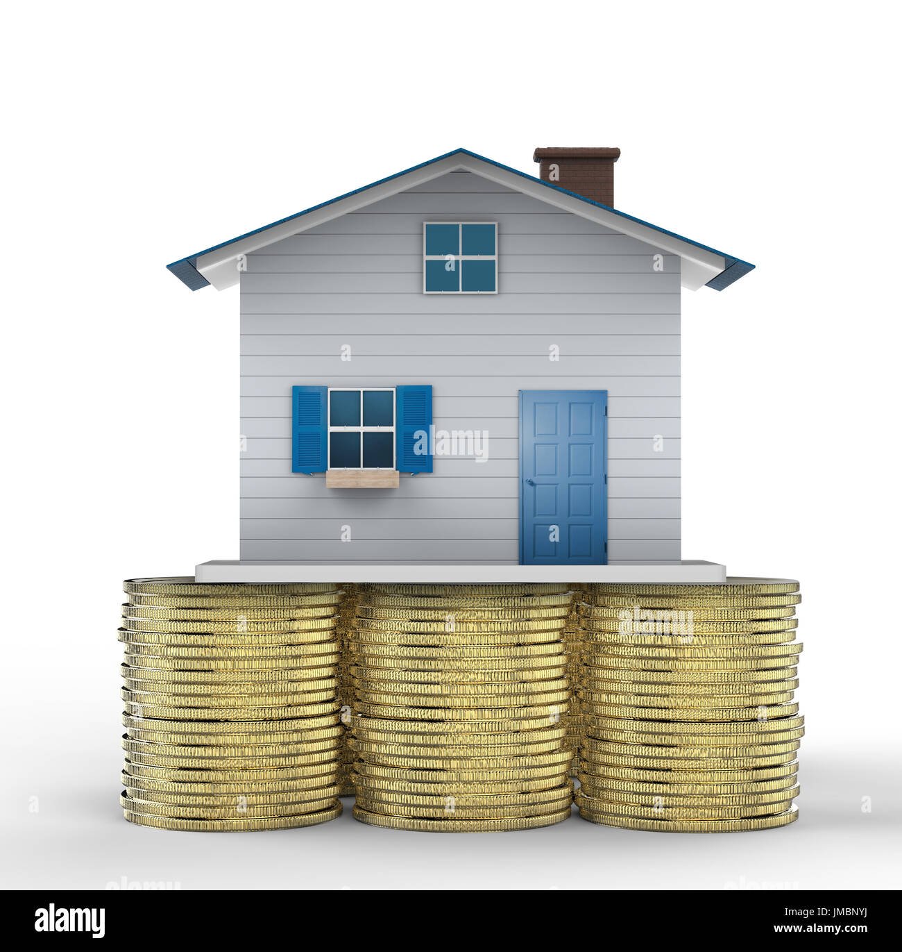 Real estate investment concetto con mock up case e monete d'oro Foto Stock