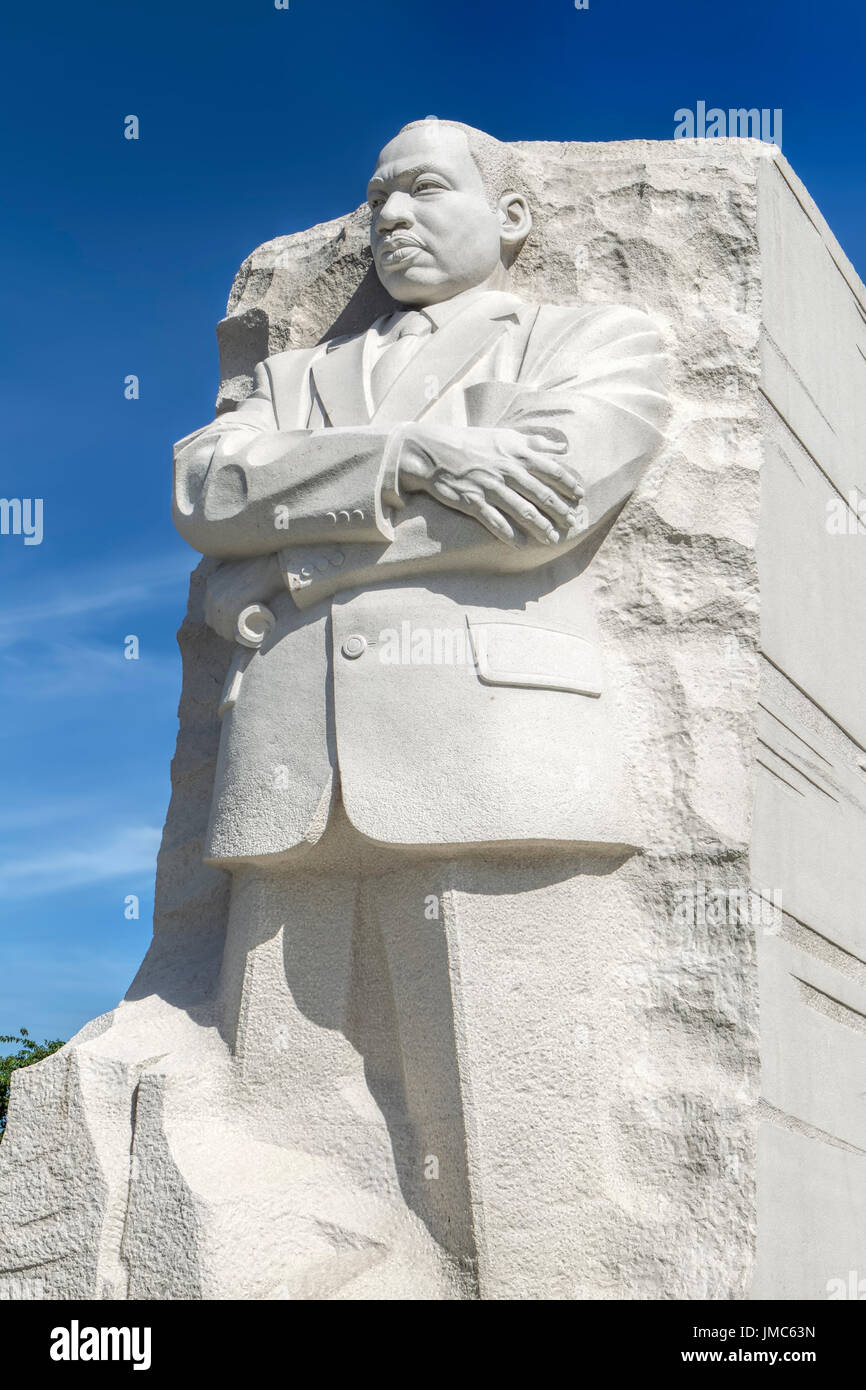 Il coinvolgimento emotivo close up MLK statua presso il National Mall di Washington DC. Foto Stock