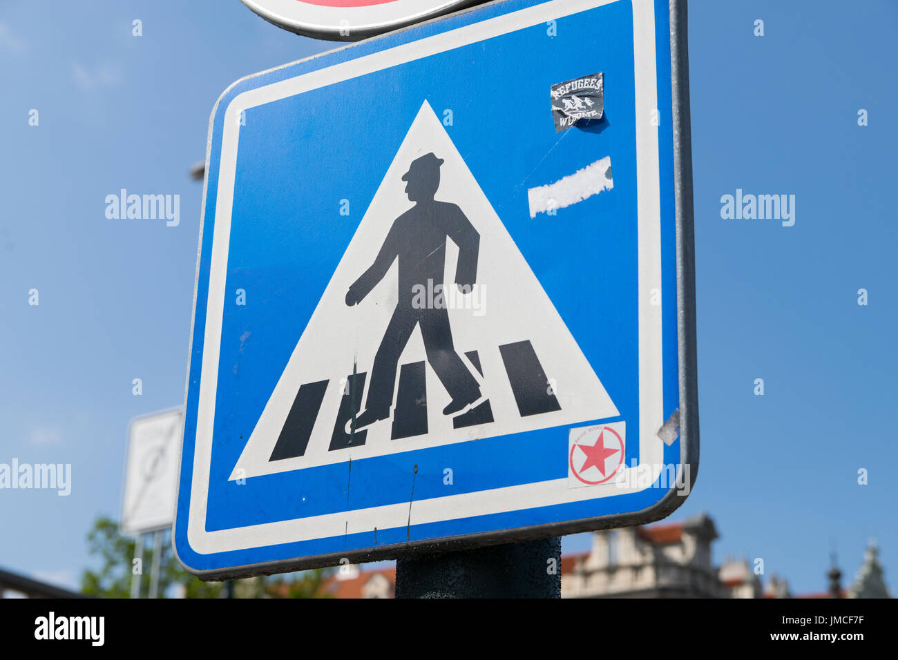 Praga strada segno - Praga, Repubblica Ceca Foto Stock