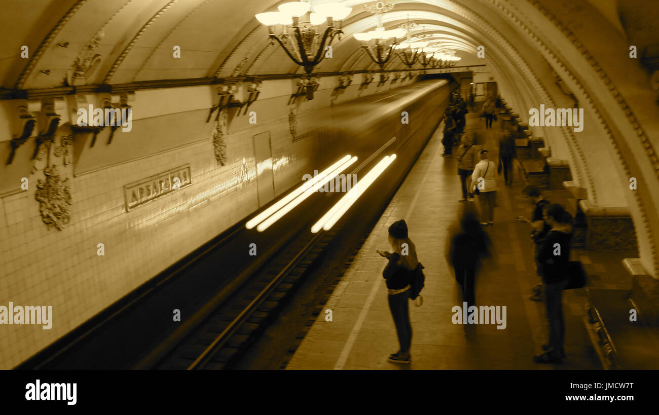 Le scene della metropolitana di Mosca Foto Stock