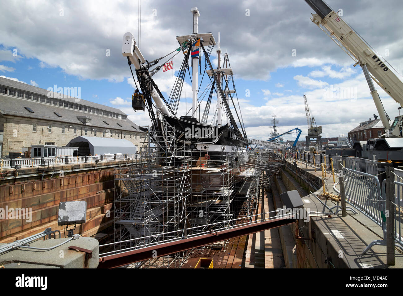 USS Constitution in bacino di carenaggio Charlestown Navy Yard Boston STATI UNITI D'AMERICA Foto Stock