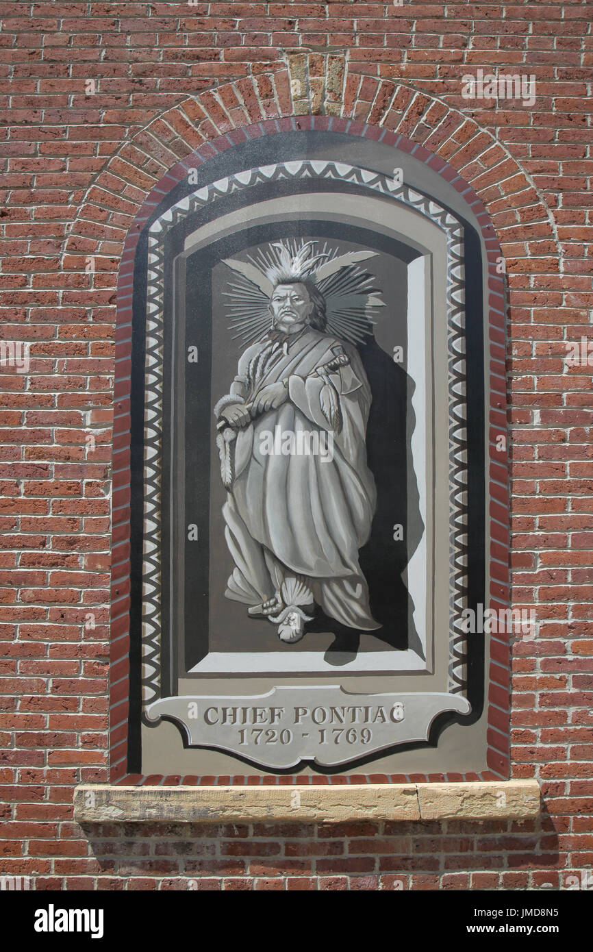 Chief pontiac statua in pontiac sul percorso 66 Illinois Foto Stock
