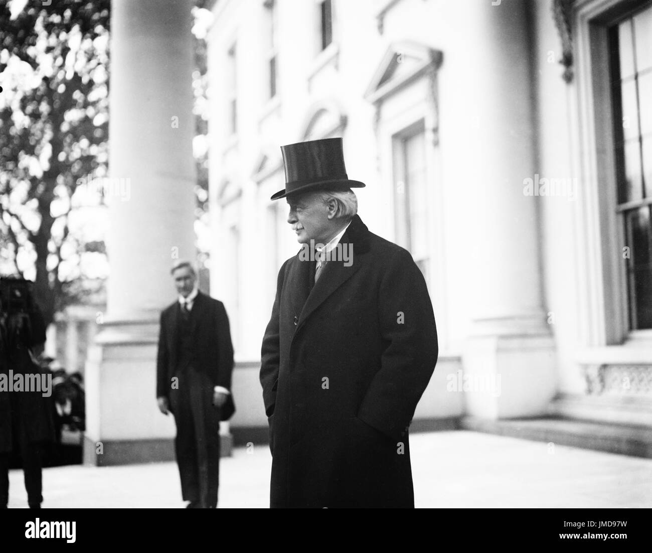 L'ex primo ministro britannico David Lloyd George visitando la Casa Bianca a Washington DC, USA, Harris & Ewing, 1923 Foto Stock