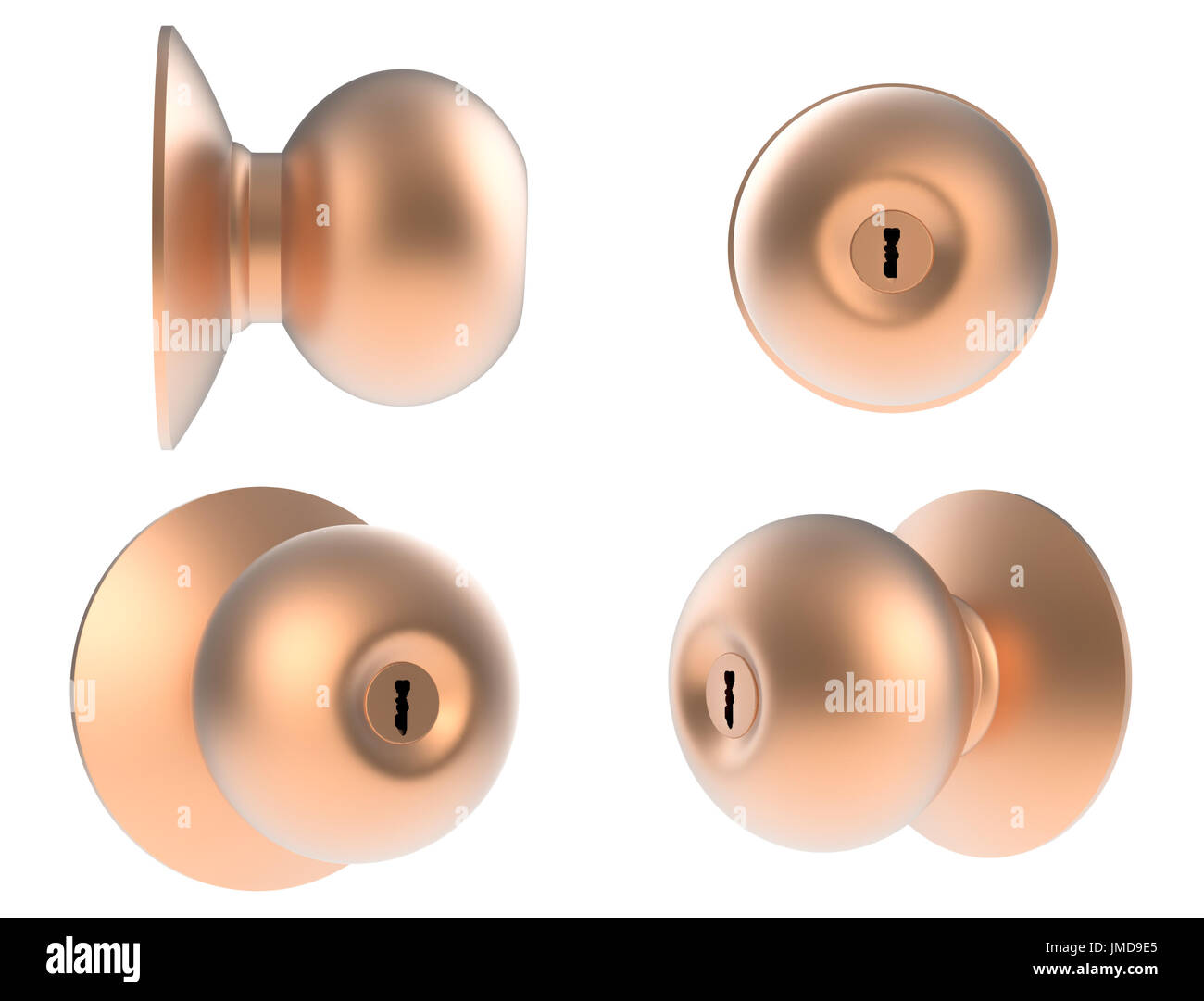 Porta di rame isolato la manopola su bianco Foto Stock