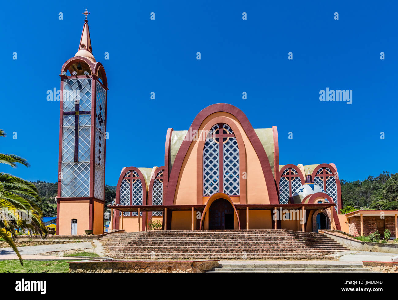 La Iglesia Parroquial Santa Rosa de Lima di Santa Sofia Boyaca in Colombia Sud America Foto Stock