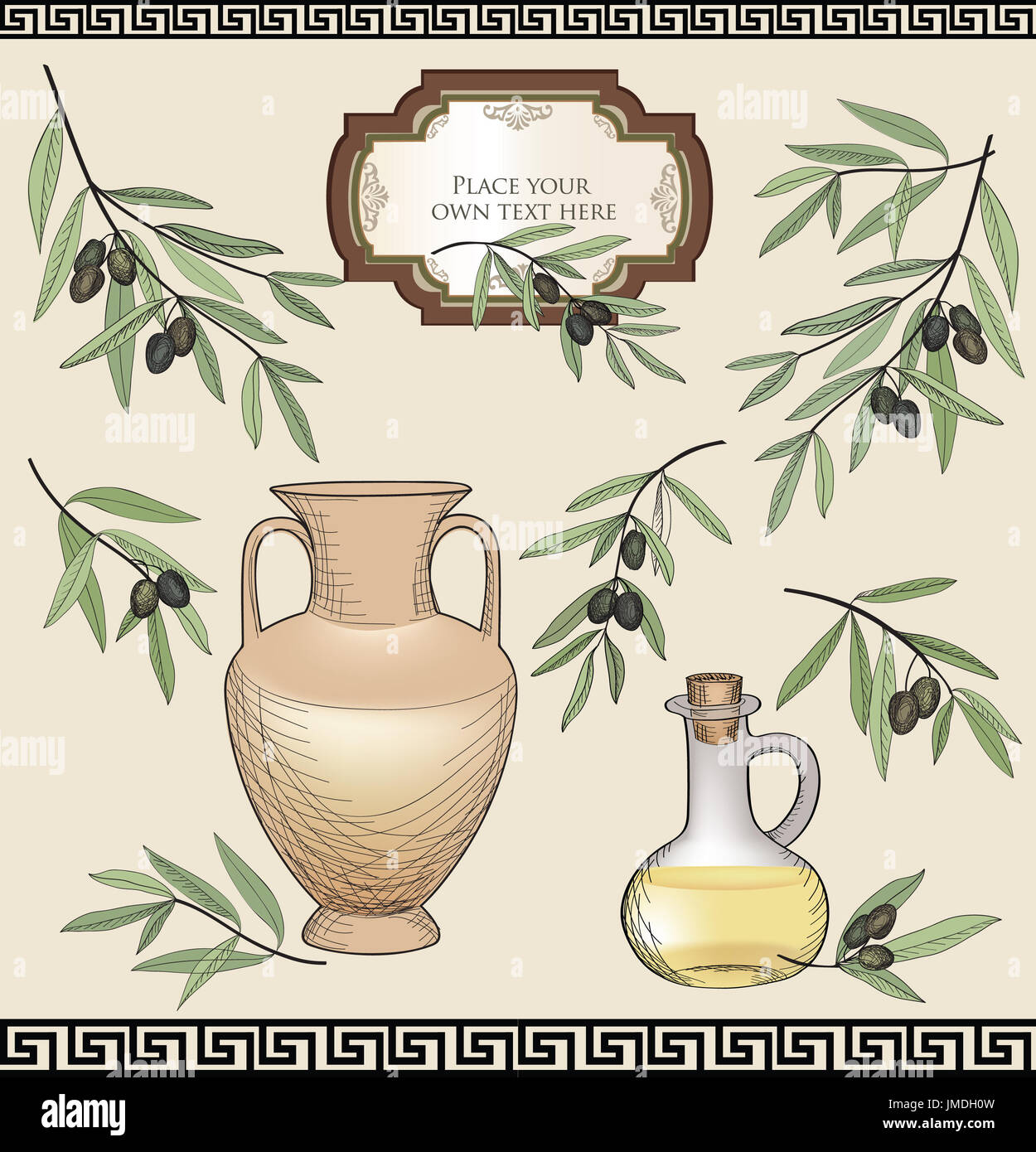 Vintage Etichette Di Oliva Set Cibo Organico Disegno Colorato Segno Set Cucina Mediterranea Sticker Collection Foto Stock Alamy