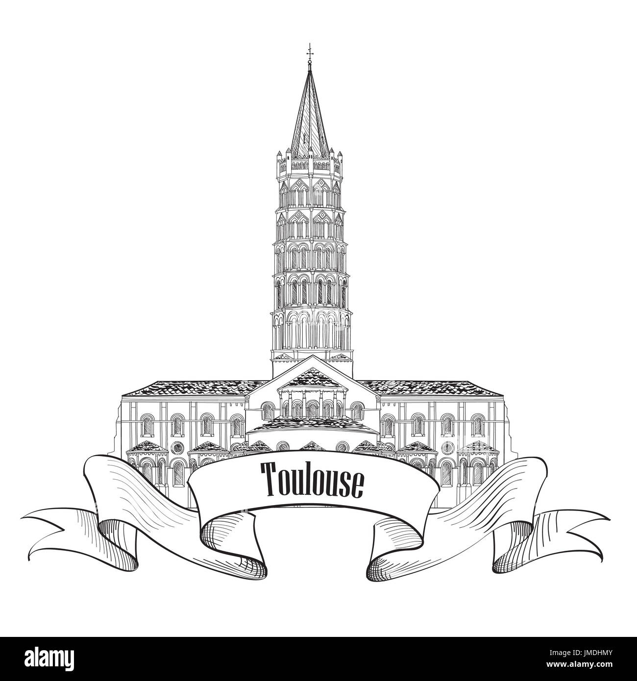 Toulouse landmark basilica di Saint Sernin, il sud della Francia. Architettura romana chiesa di stile. Viaggiare in Francia simbolo. Foto Stock