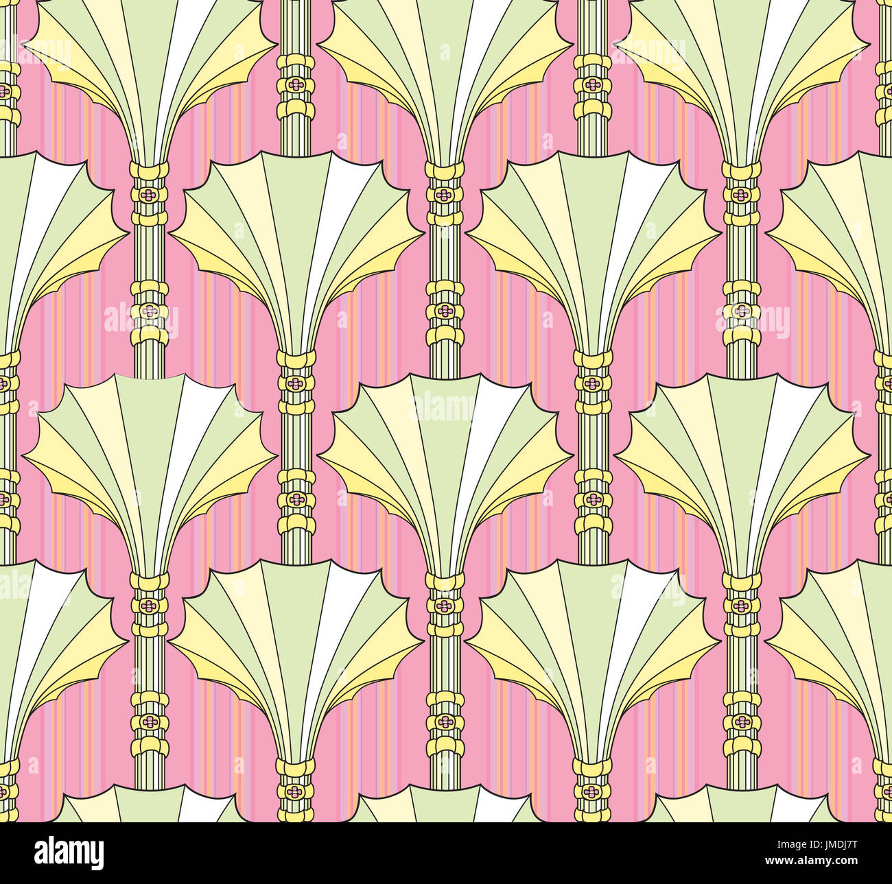 Abstract ventola floreali forma ornamento di colonna. Linar geometrica seamless pattern. Foto Stock