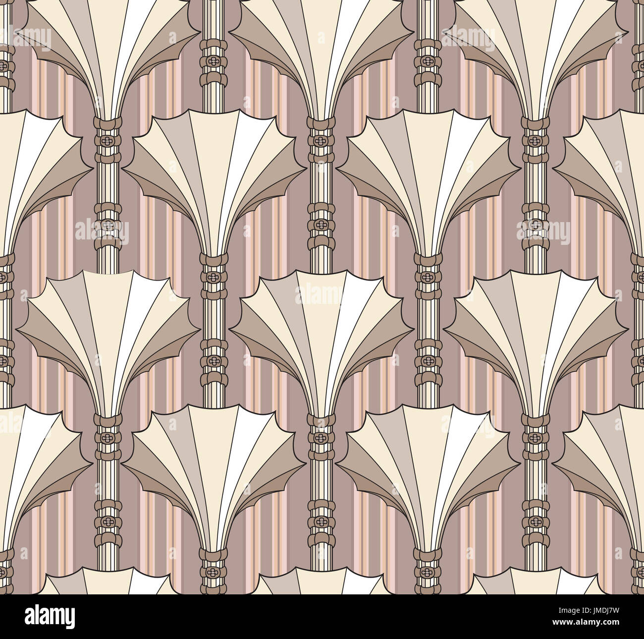 Abstract ventola floreali forma ornamento di colonna. Linar geometrica seamless pattern. Foto Stock