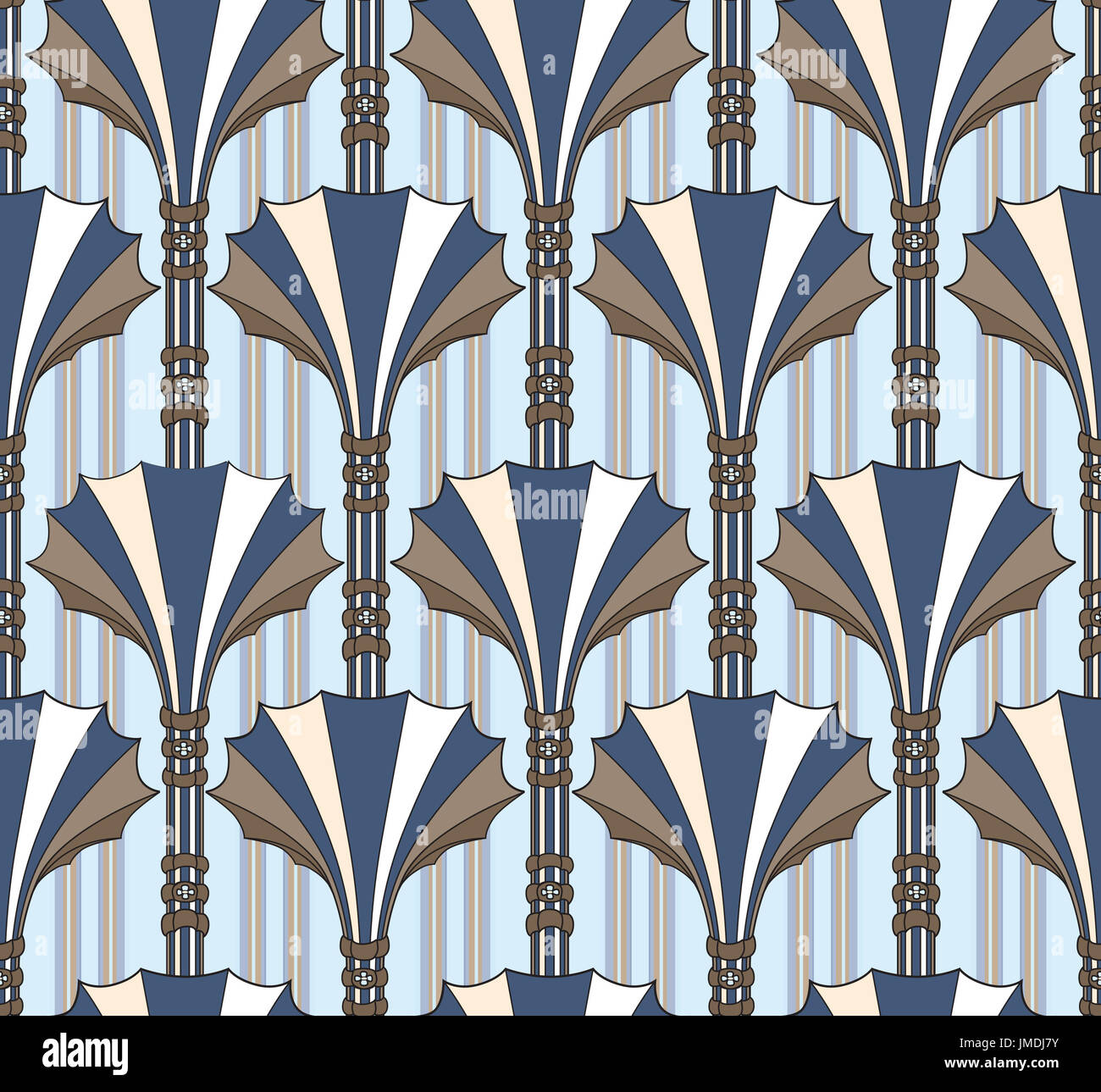 Abstract ventola floreali forma ornamento di colonna. Linar geometrica seamless pattern. Foto Stock