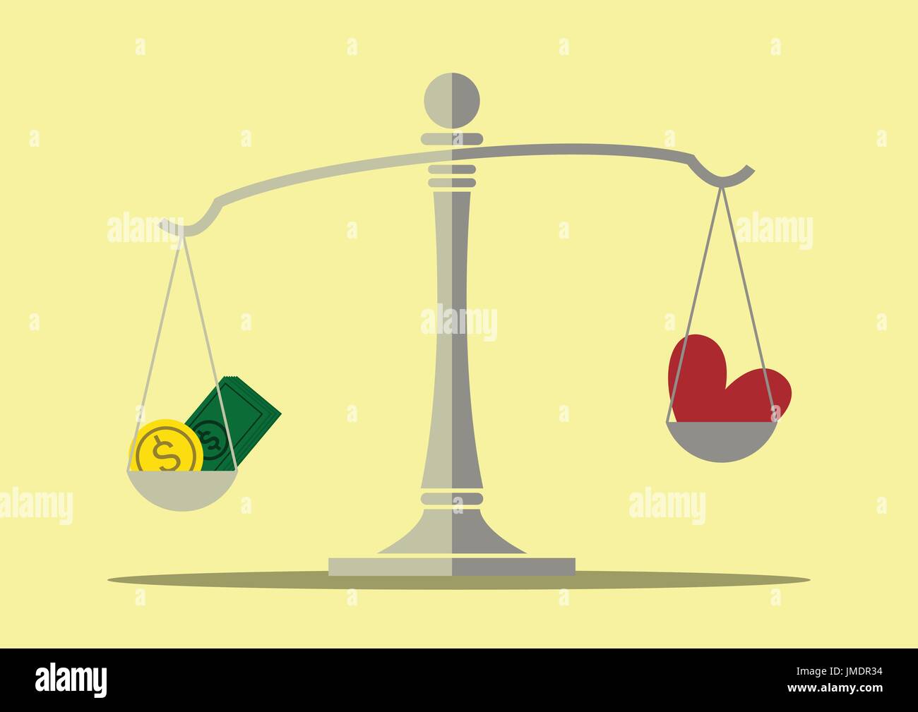 Il denaro e il cuore sulla bilancia , equilibrio concetto life, concetto di  denaro più importante di amore, illustrazione vettoriale Immagine e  Vettoriale - Alamy