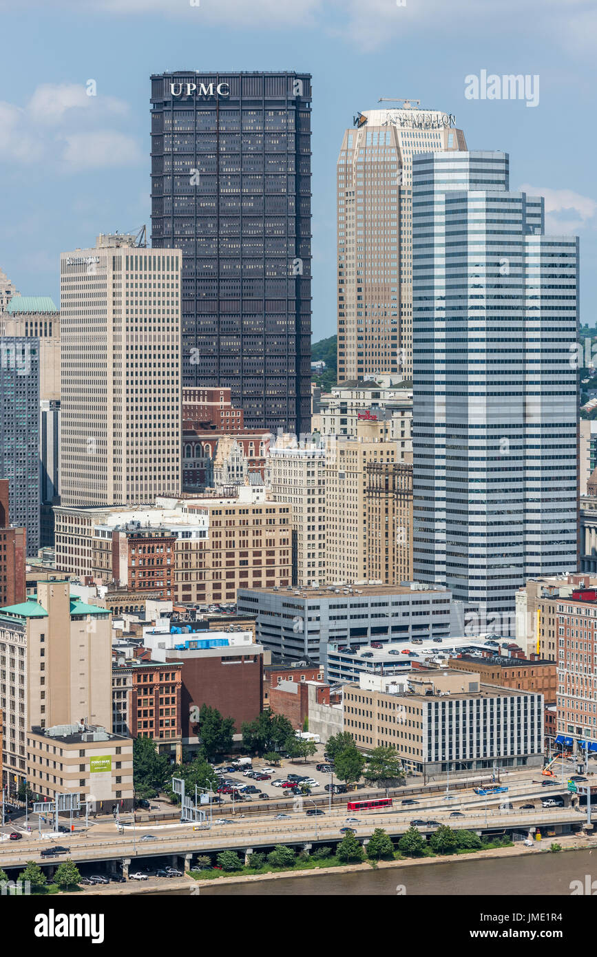 Skyline del centro di Pittsburgh Foto Stock