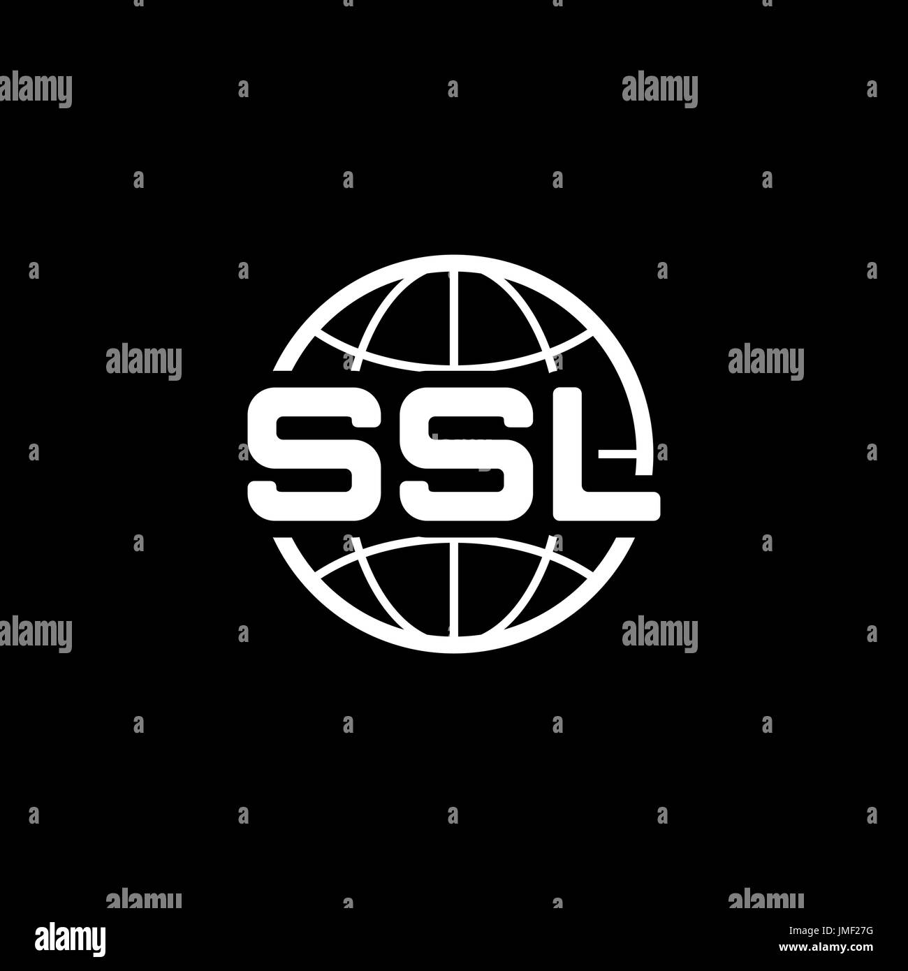 A livello globale di sicurezza SSL e la relativa icona. Design piatto. Illustrazione Vettoriale