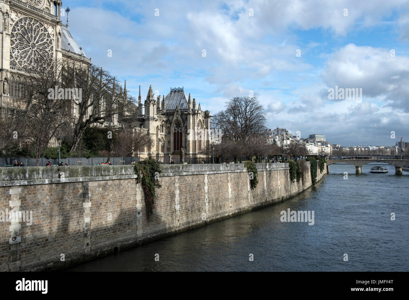 Europa, Francia, Parigi, la cattedrale di Notre Dame e la Senna Foto Stock