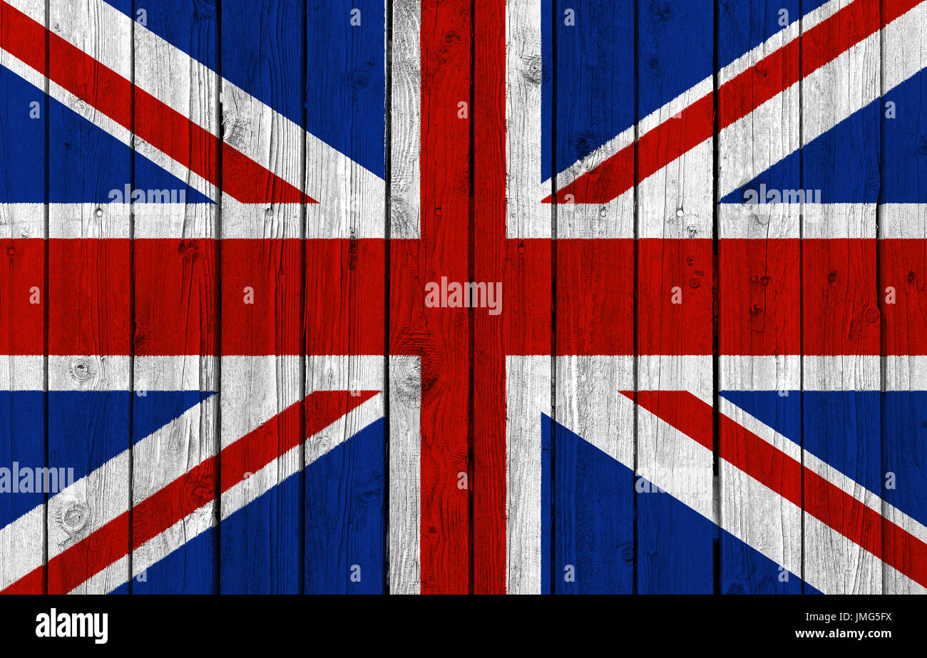 Regno Unito bandiera nazionale sul vecchio weathered Sfondo legno Foto Stock