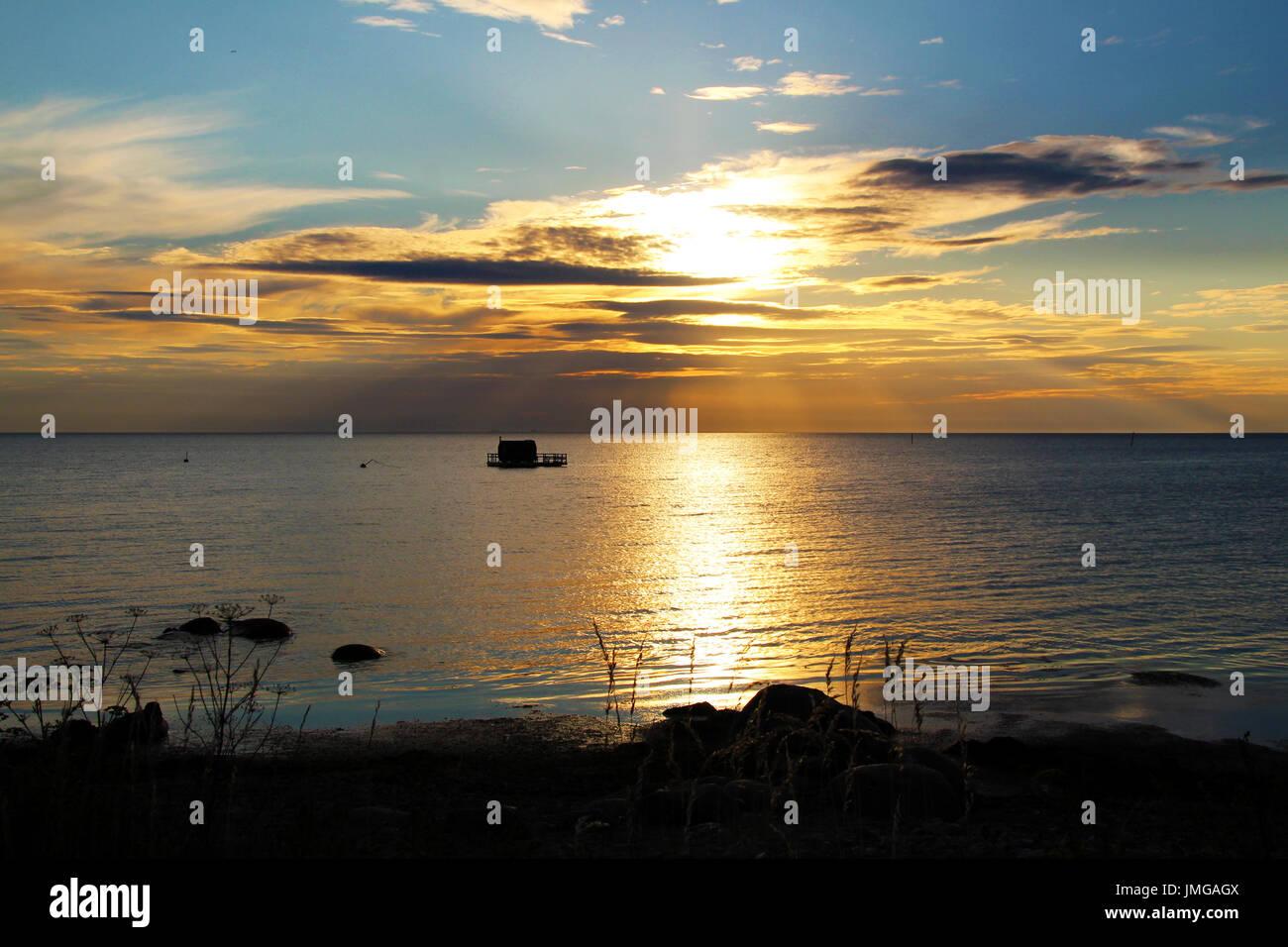 Tramonto, öland, byxelkrok. sweded Foto Stock