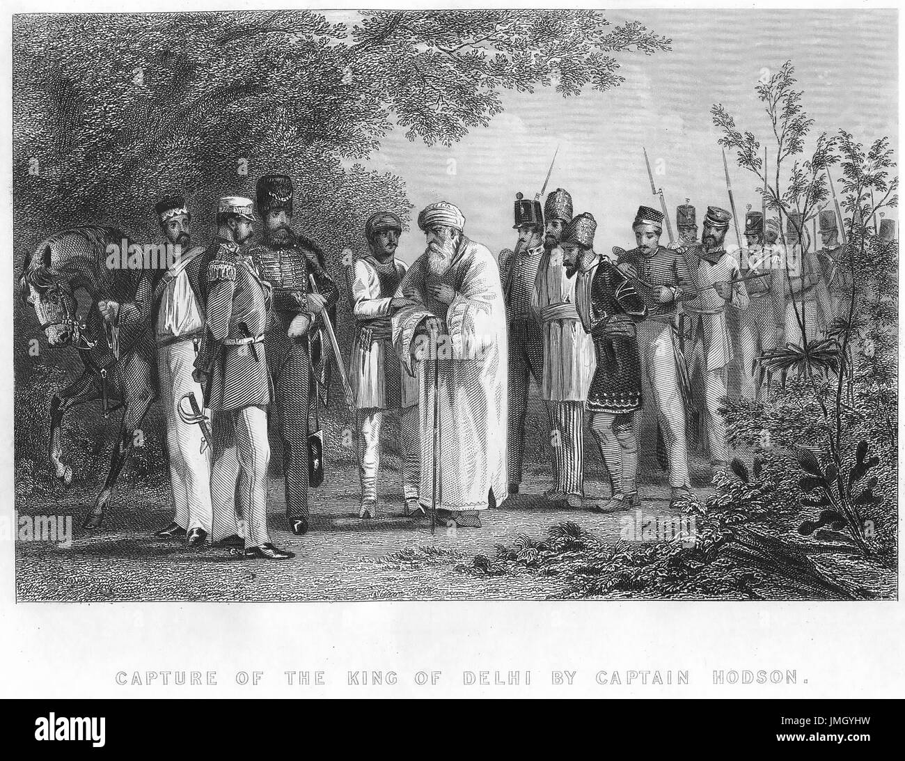 WILLIAM RAIKES HODSON (1821-1858) spia britannica leader di cavalleria catturare Bahadur Shah II e i suoi figli il 20 settembre 1857 durante l ammutinamento indiano Foto Stock