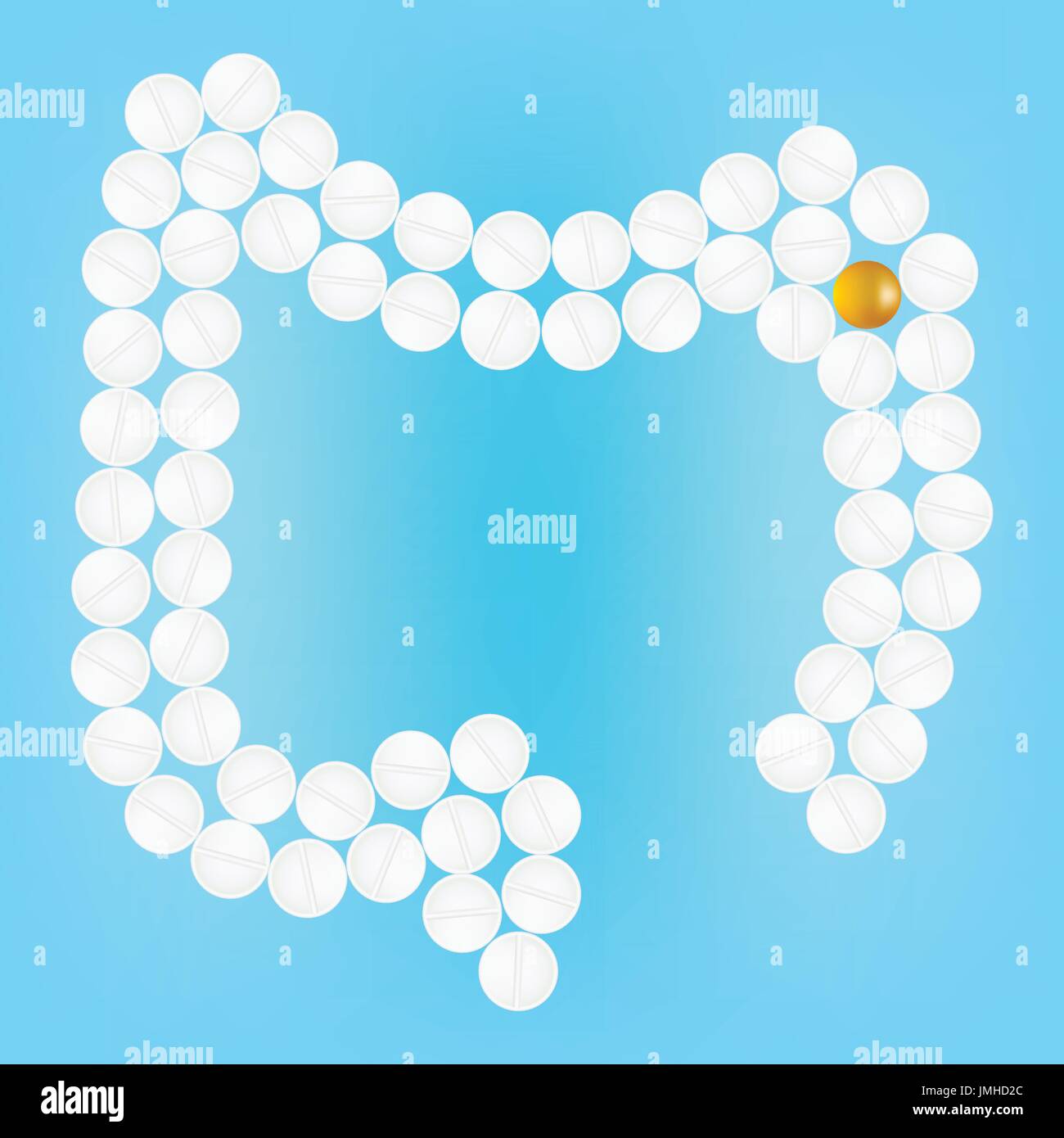 Uomo di grande intestino con le Pillole isolata su uno sfondo. Illustrazione Vettoriale. Illustrazione Vettoriale