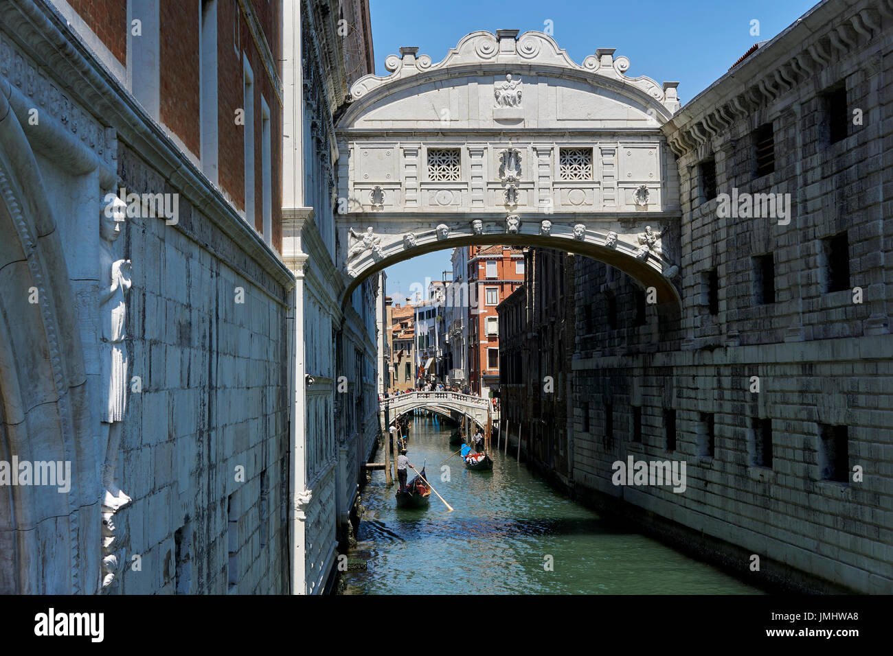 La vista del Ponte dei Sospiri. Foto Stock