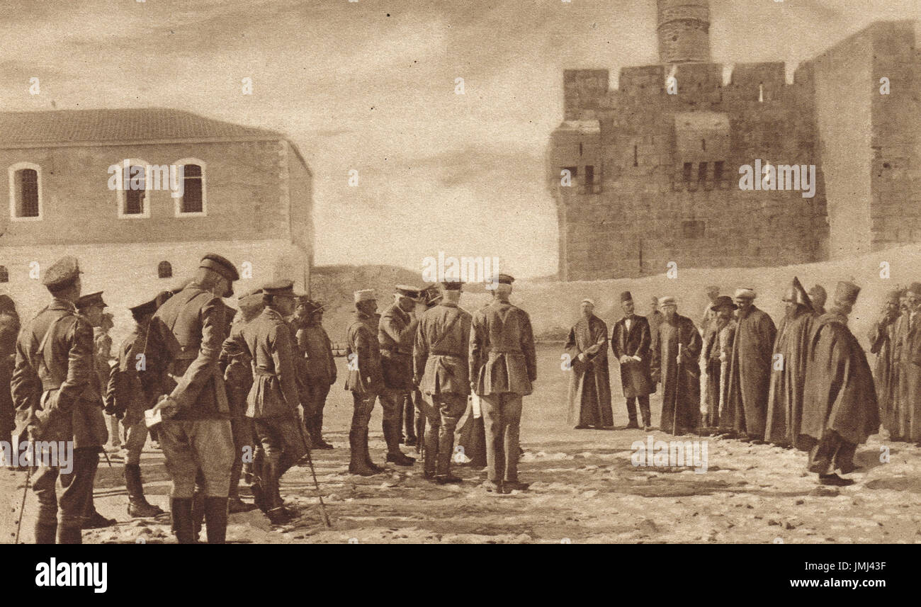 General Allenby affrontando i notabili della città di Gerusalemme, 1917 Foto Stock